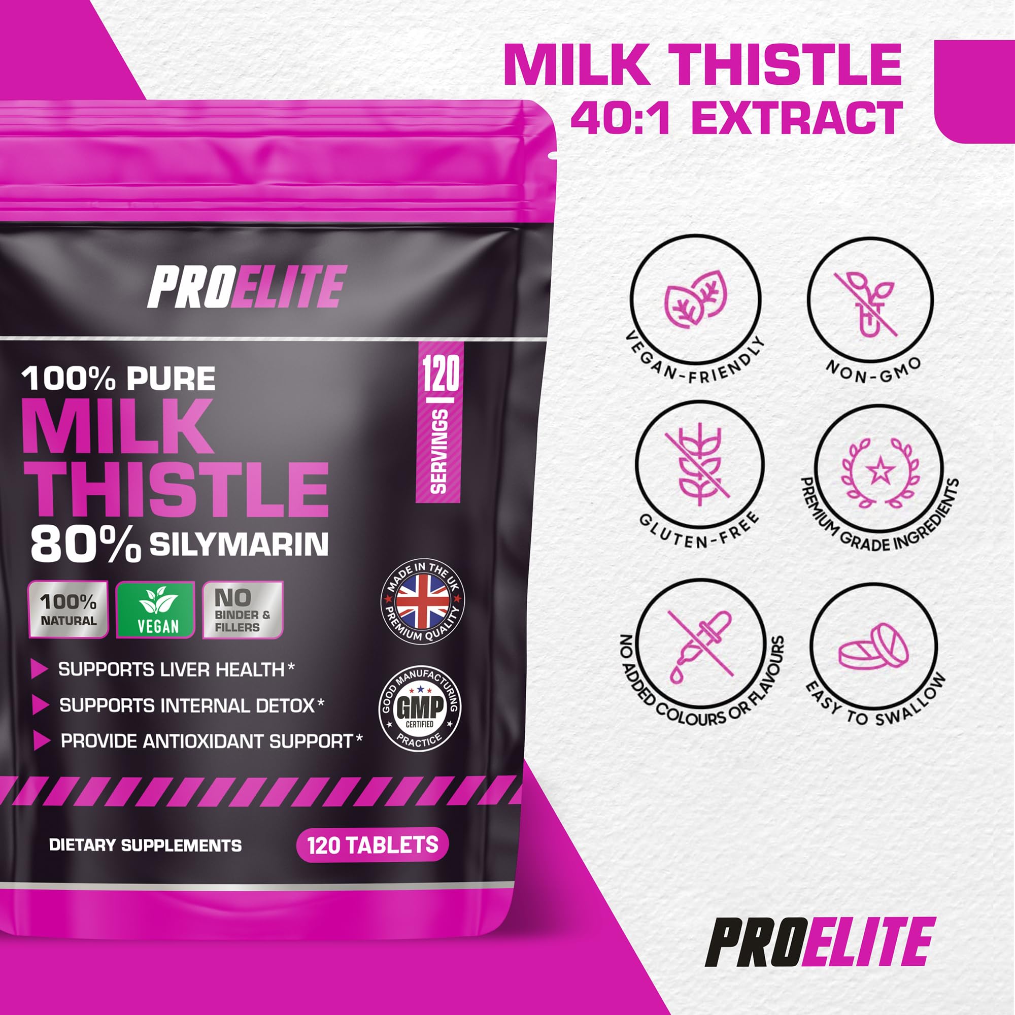 Milk Thistle 40:1 Extract Vegan Tablets | Pro-Elite