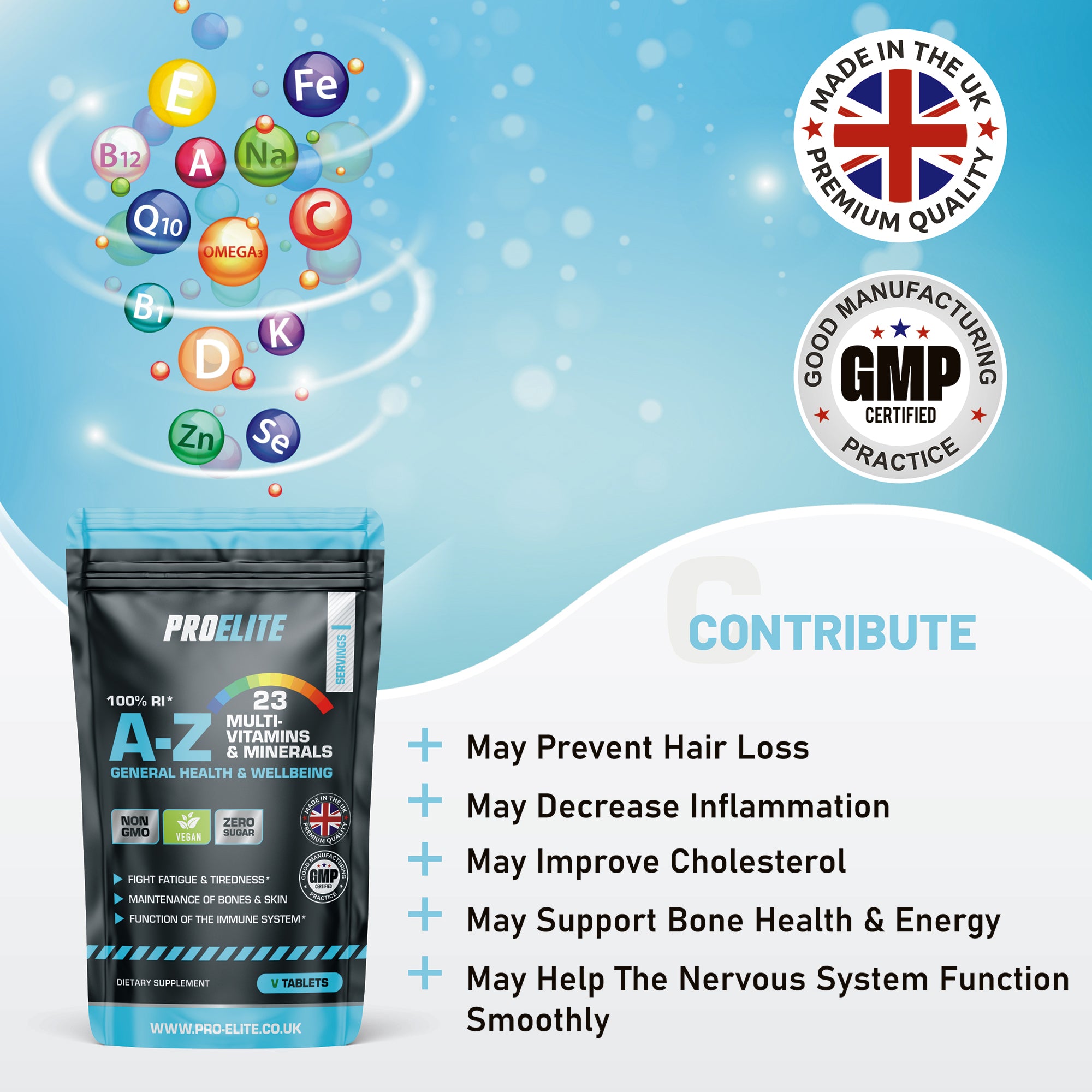 A-Z Multi Vitamins & Minerals Vegan Tablets | Pro-Elite