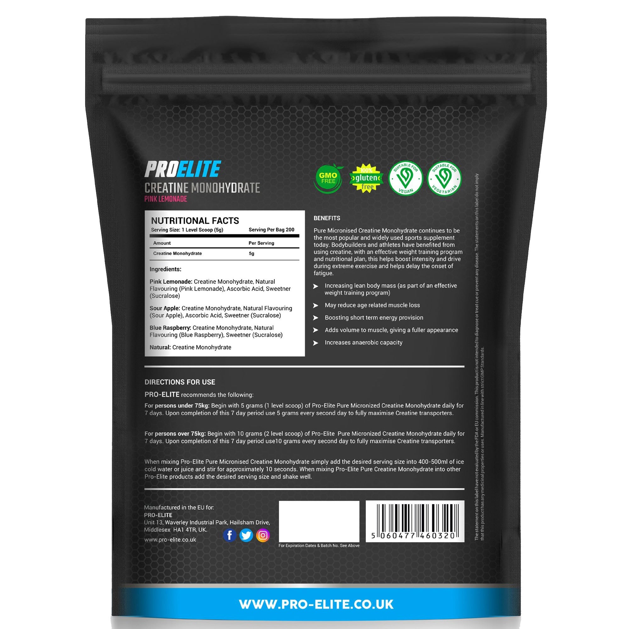 Pure Creatine Monohydrate Powder 1kg | Pro-Elite