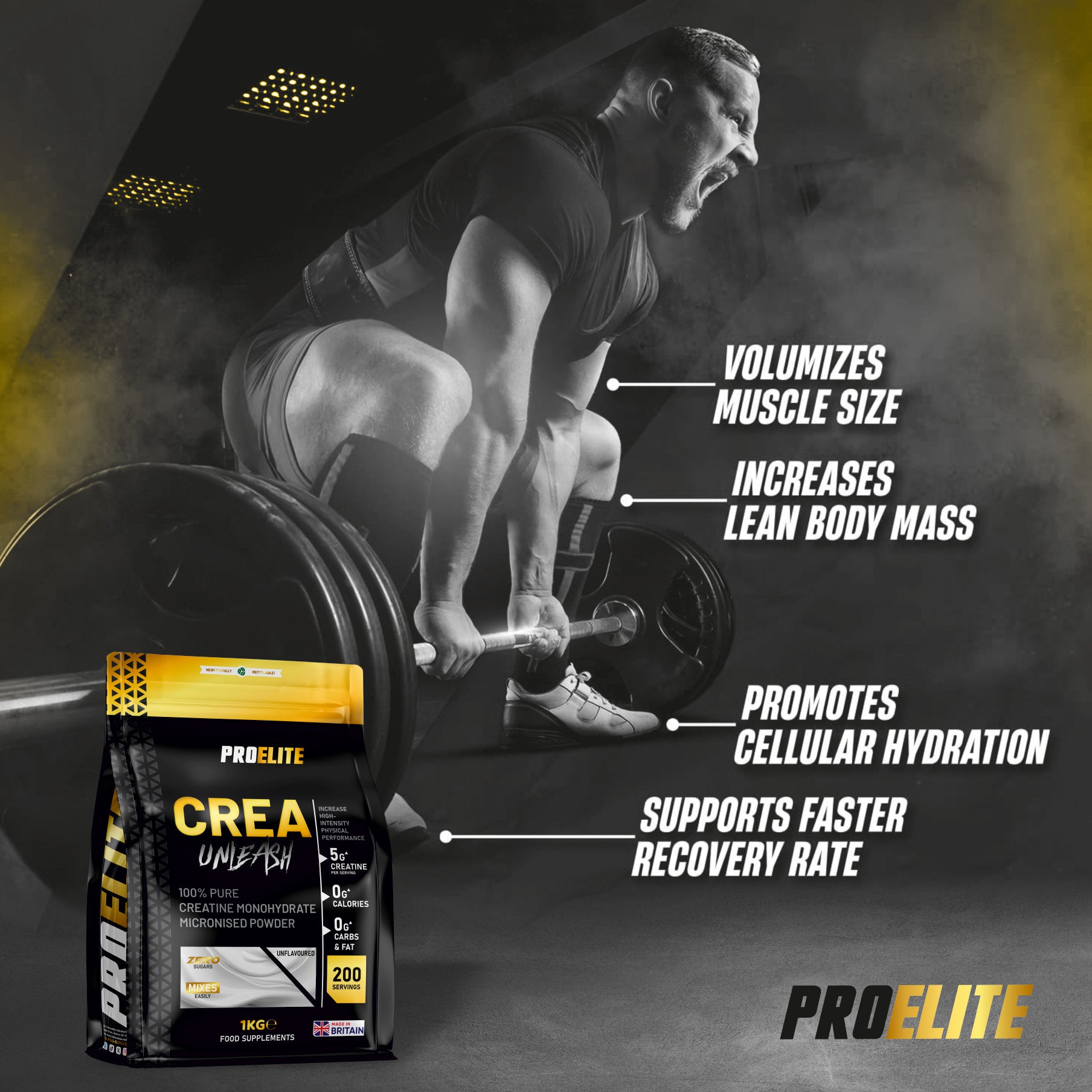 Pure Creatine Monohydrate Powder 1kg | Pro-Elite