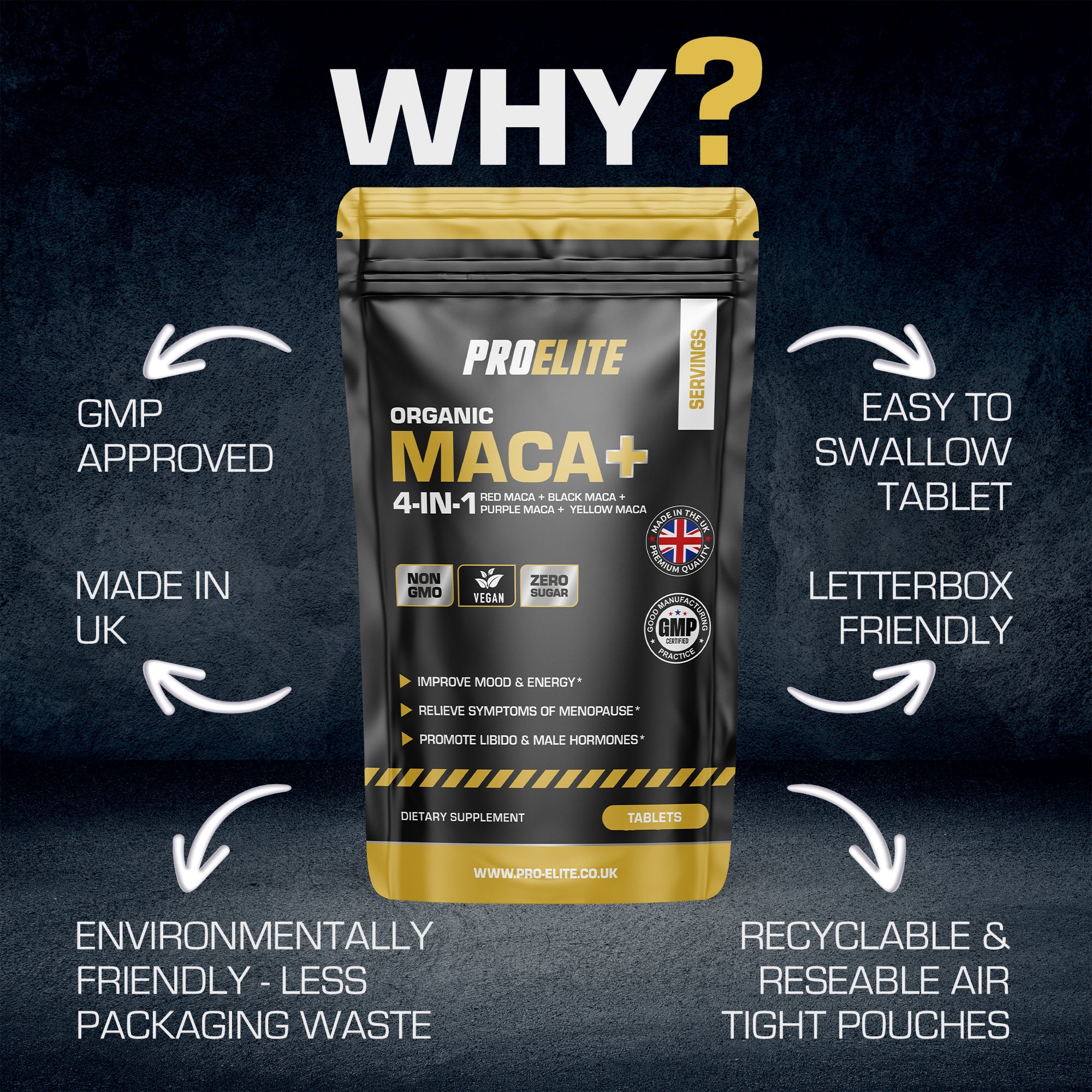 PROELITE Maca Root 5:1 Extract Vegan Tablets