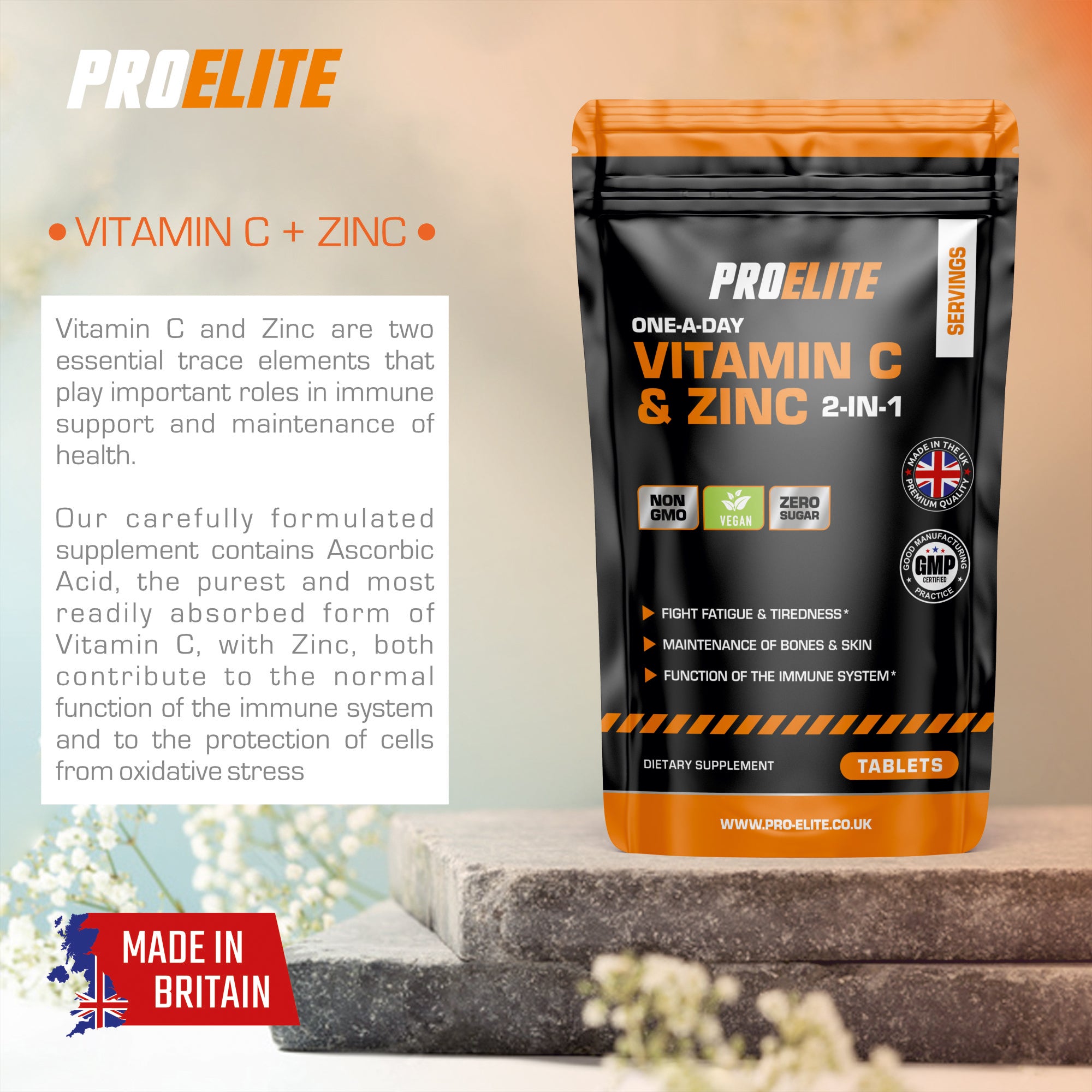 Vitamin C + Zinc Vegan Tablets | Pro-Elite
