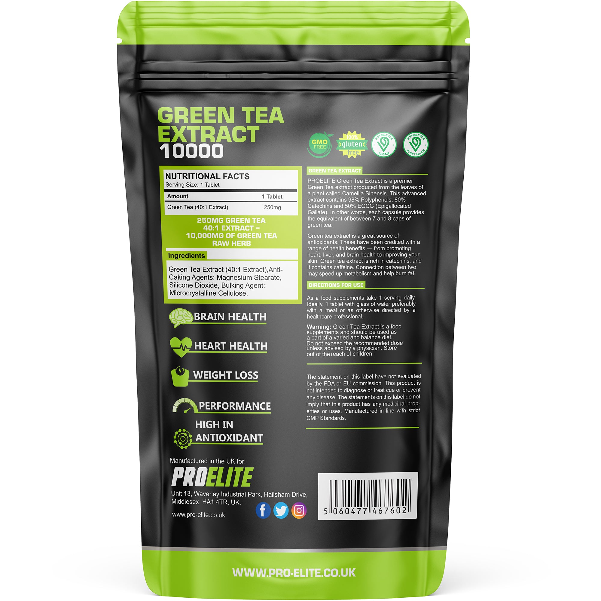 Green Tea Extract Tablets | Pro-Elite