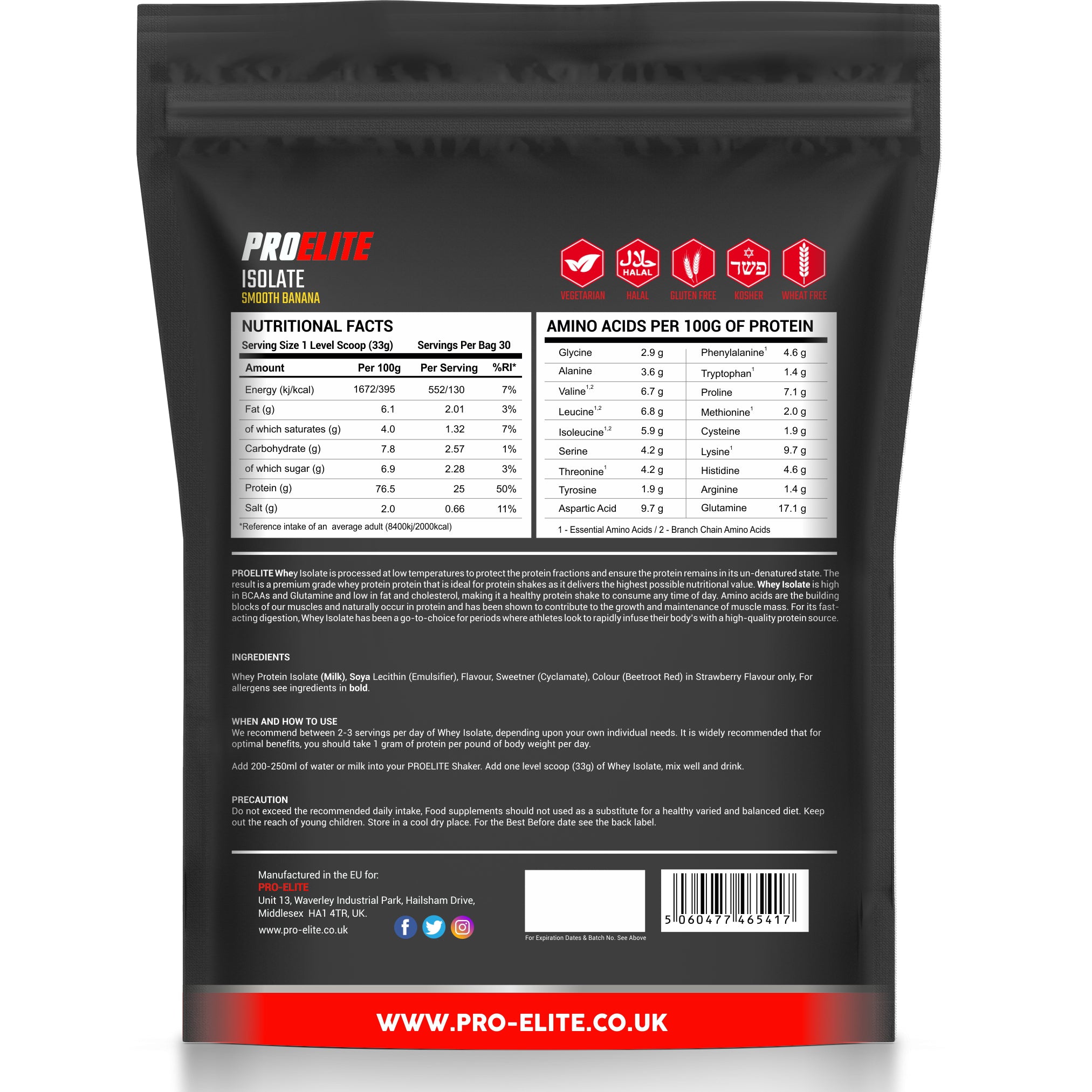 Whey Isolate Protein Powder 1kg, 2.5kg & 5kg | Pro-Elite