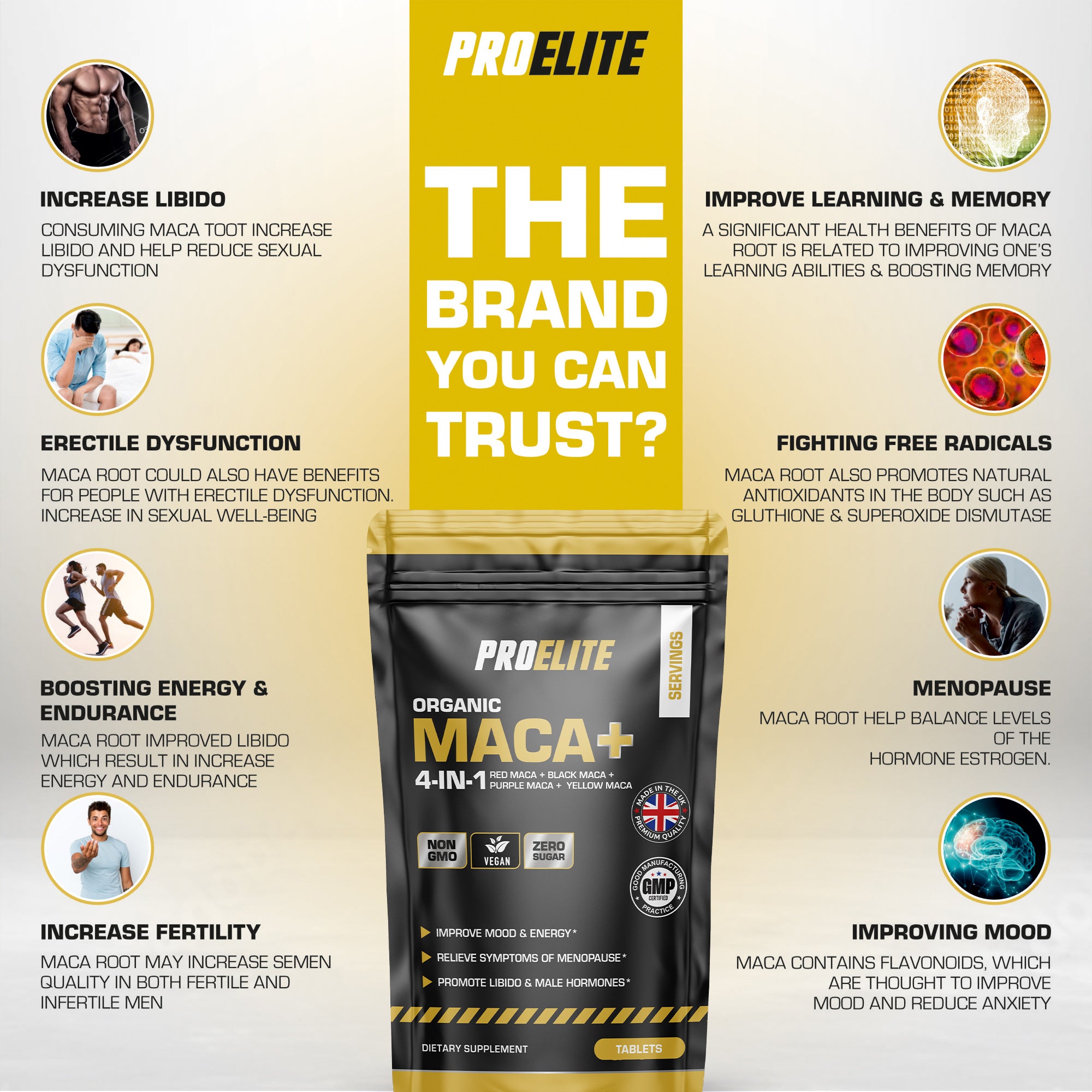 PROELITE Maca Root 5:1 Extract Vegan Tablets