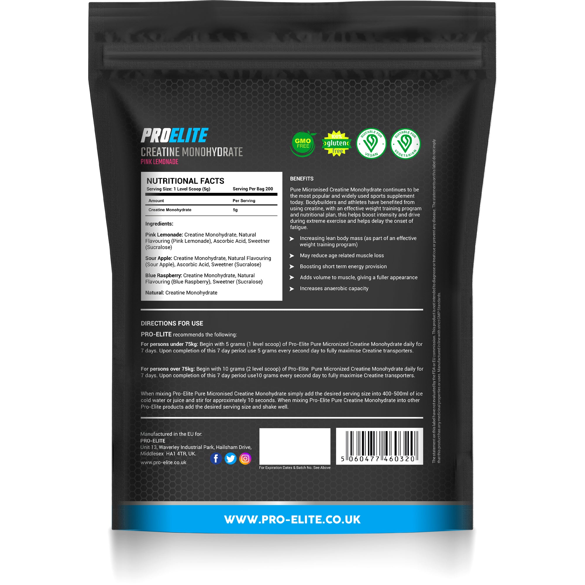 Pure Creatine Monohydrate Powder 1kg | Pro-Elite
