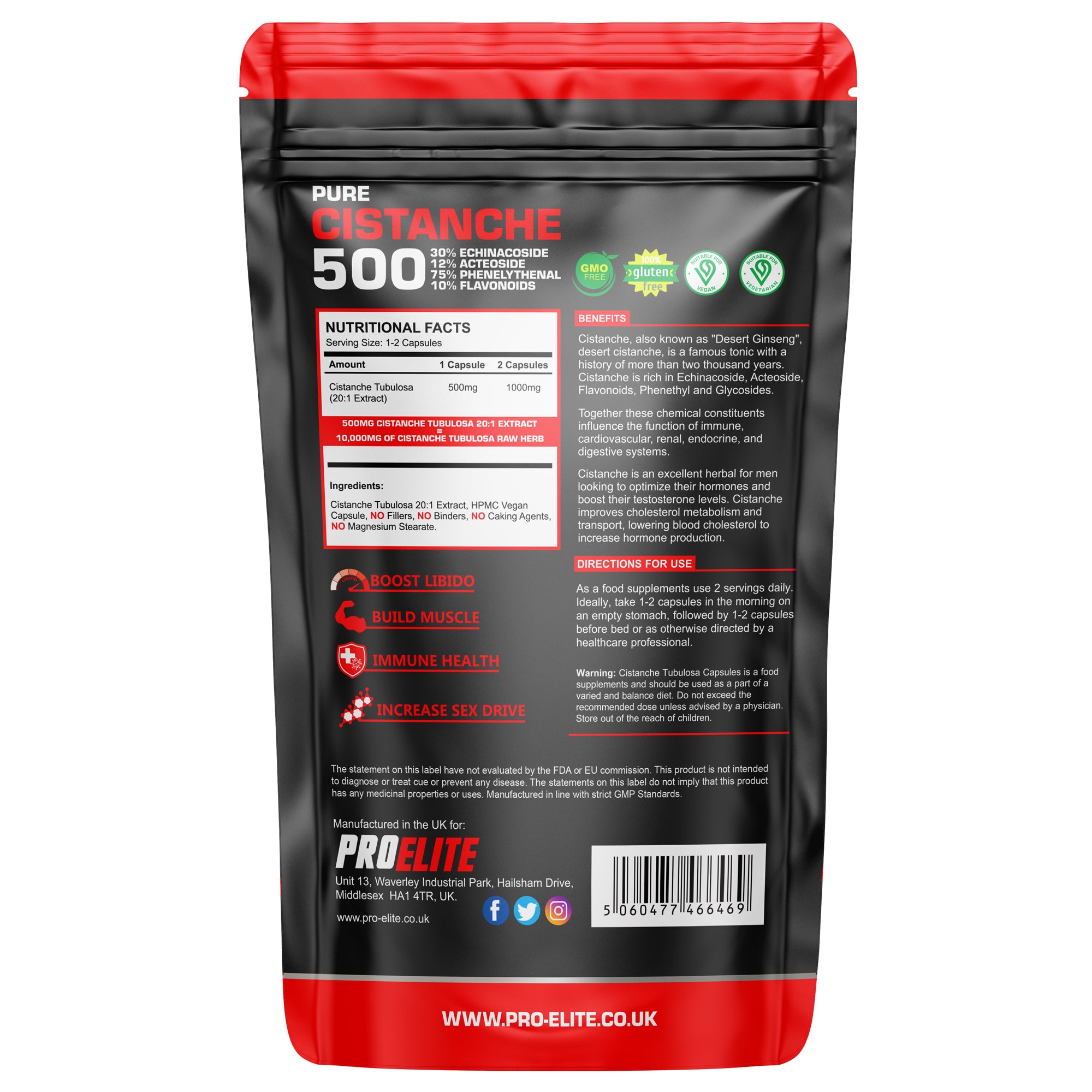 PROELITE Cistanche 20:1 Extract Vegan Capsules