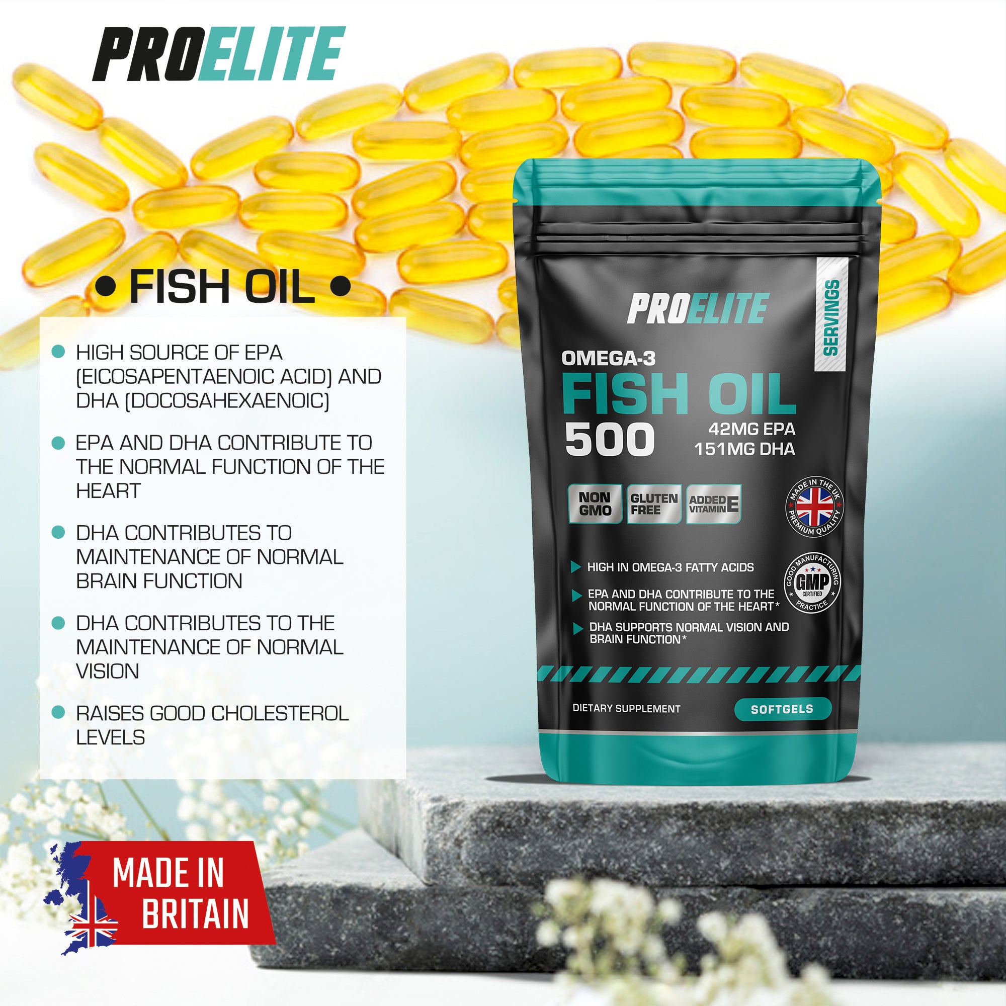 PROELITE Omega 3 Fish Oil 500mg - Softgels