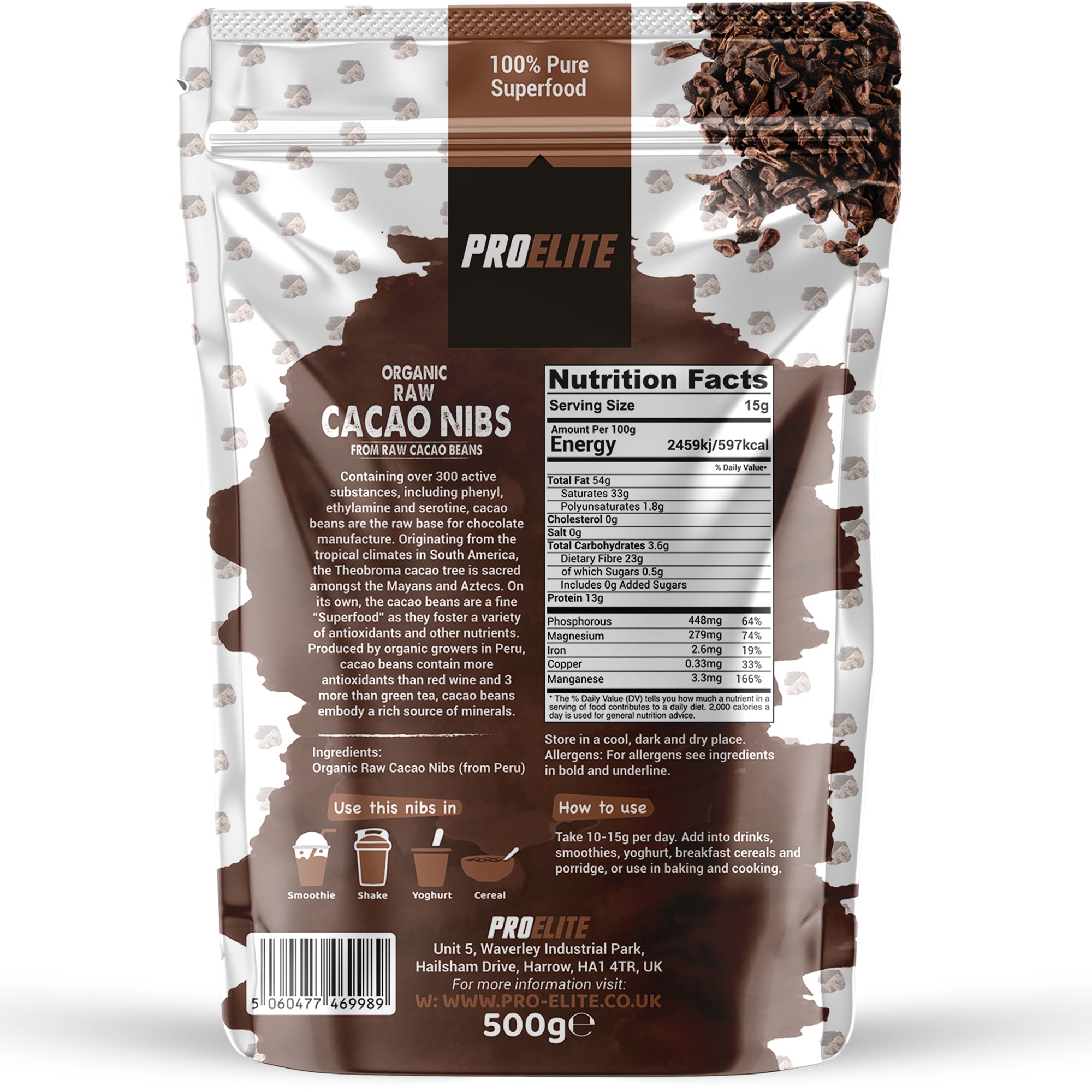 Organic Raw Cacao Nibs | Pro-Elite