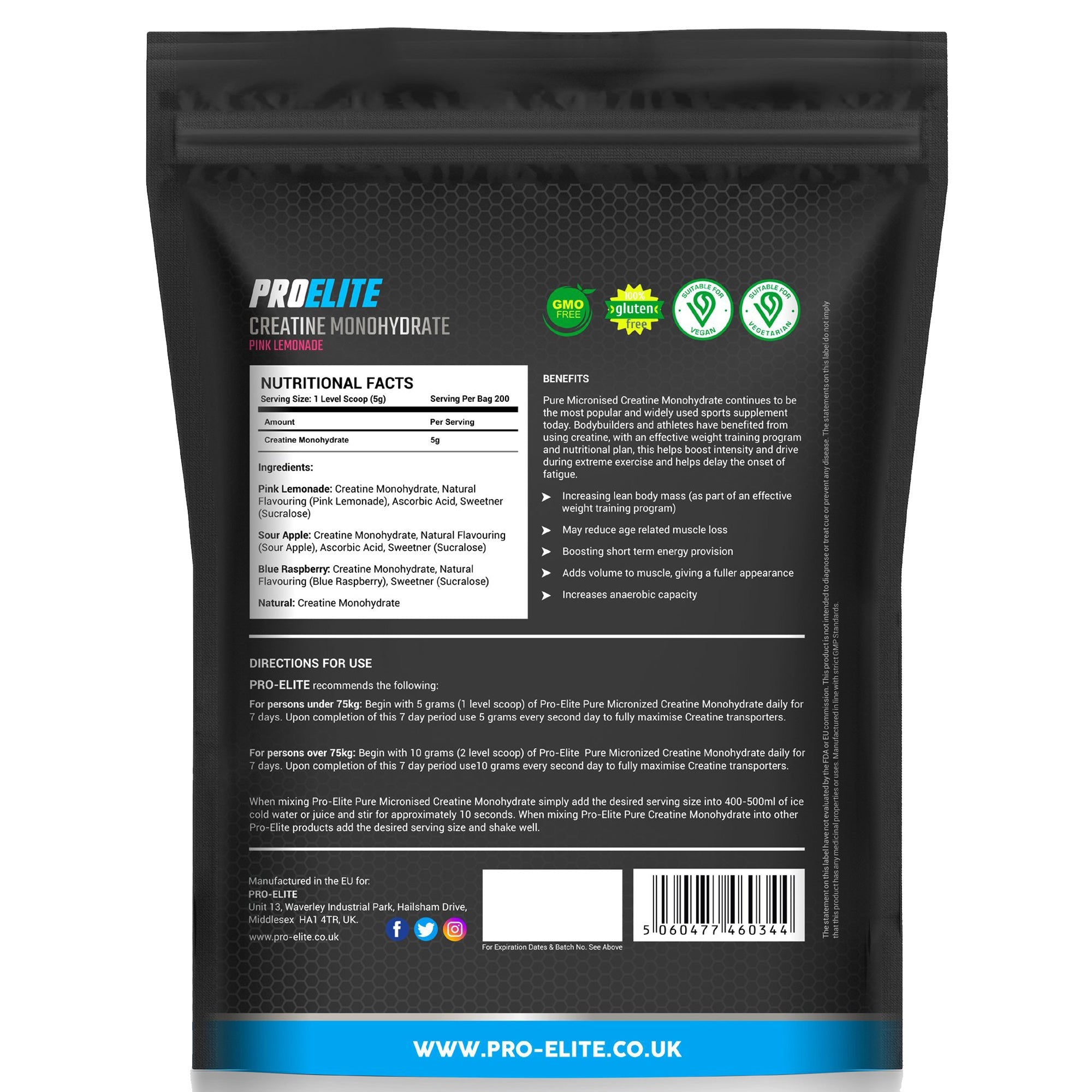 Pure Creatine Monohydrate Powder 1kg | Pro-Elite