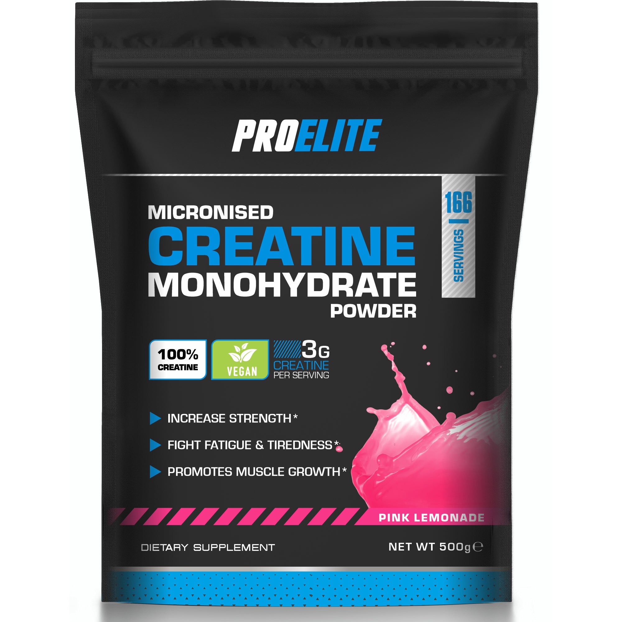 Pure Creatine Monohydrate Powder 500g (Pouch) | Pro-Elite