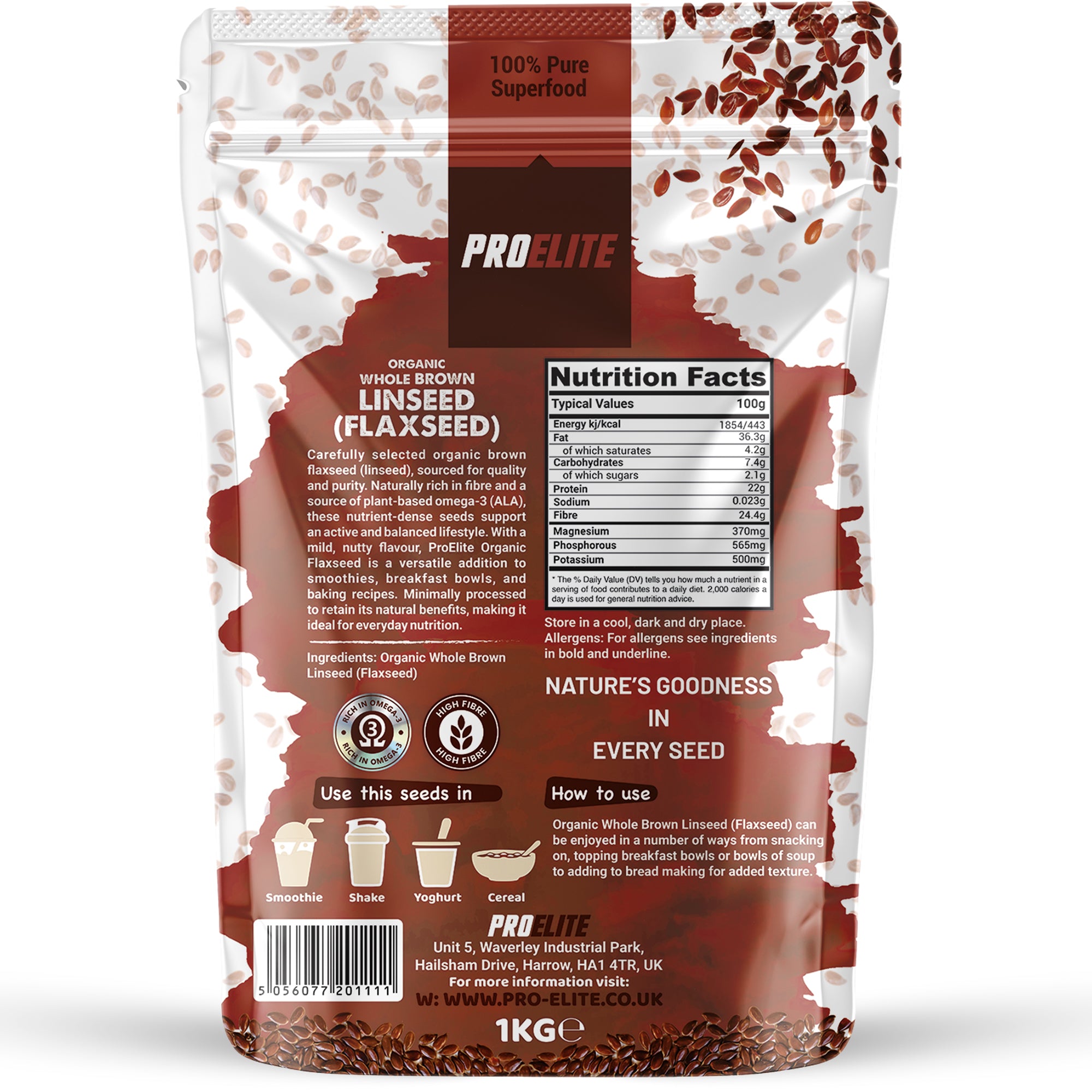 Organic Whole Brown Linseed (Flaxseed) | Pro-Elite
