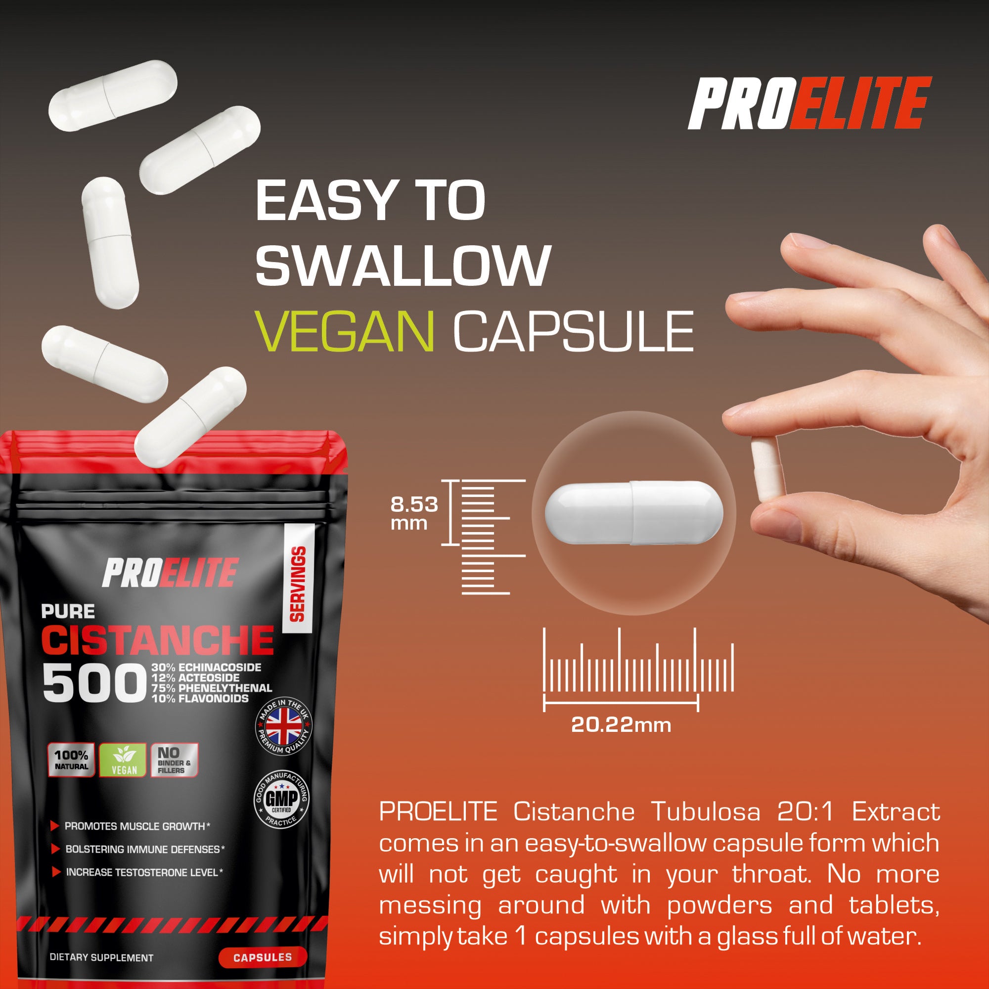 PROELITE Cistanche 20:1 Extract Vegan Capsules
