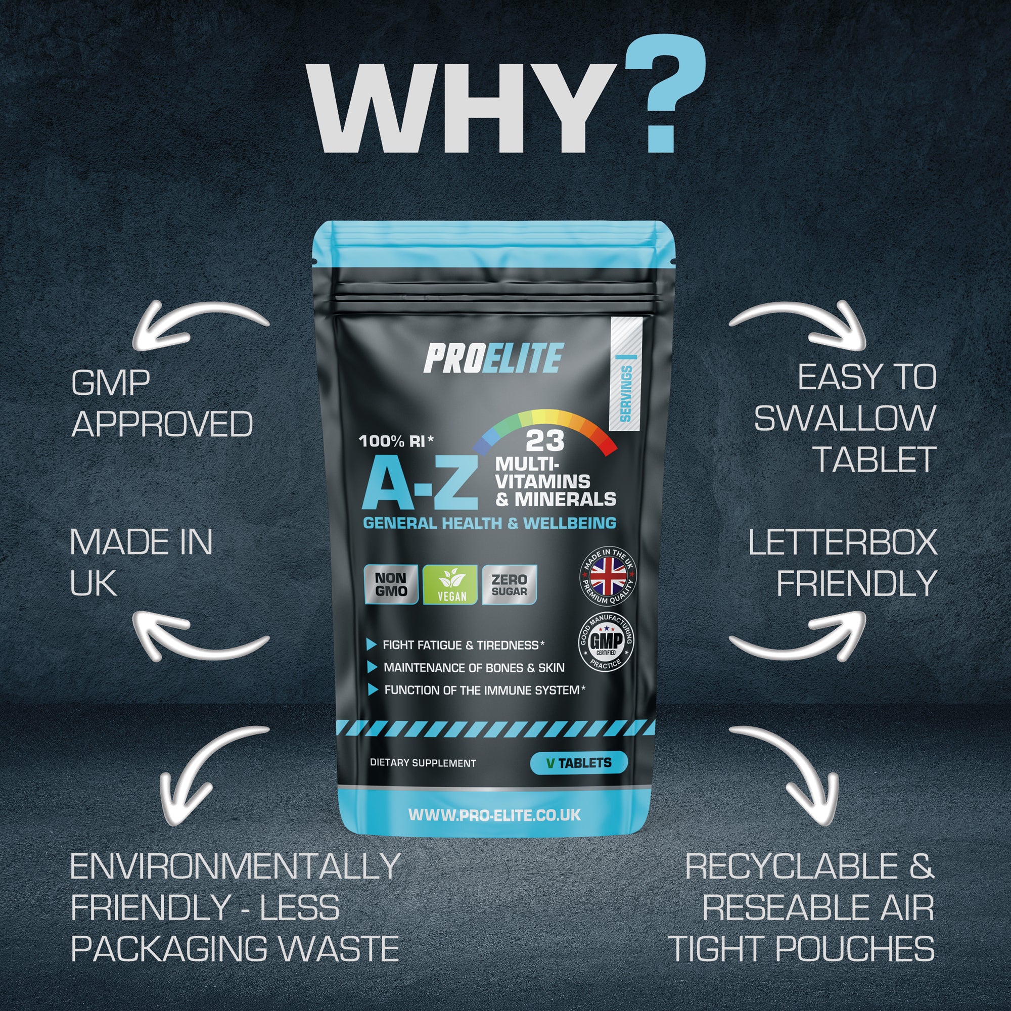 A-Z Multi Vitamins & Minerals Vegan Tablets | Pro-Elite