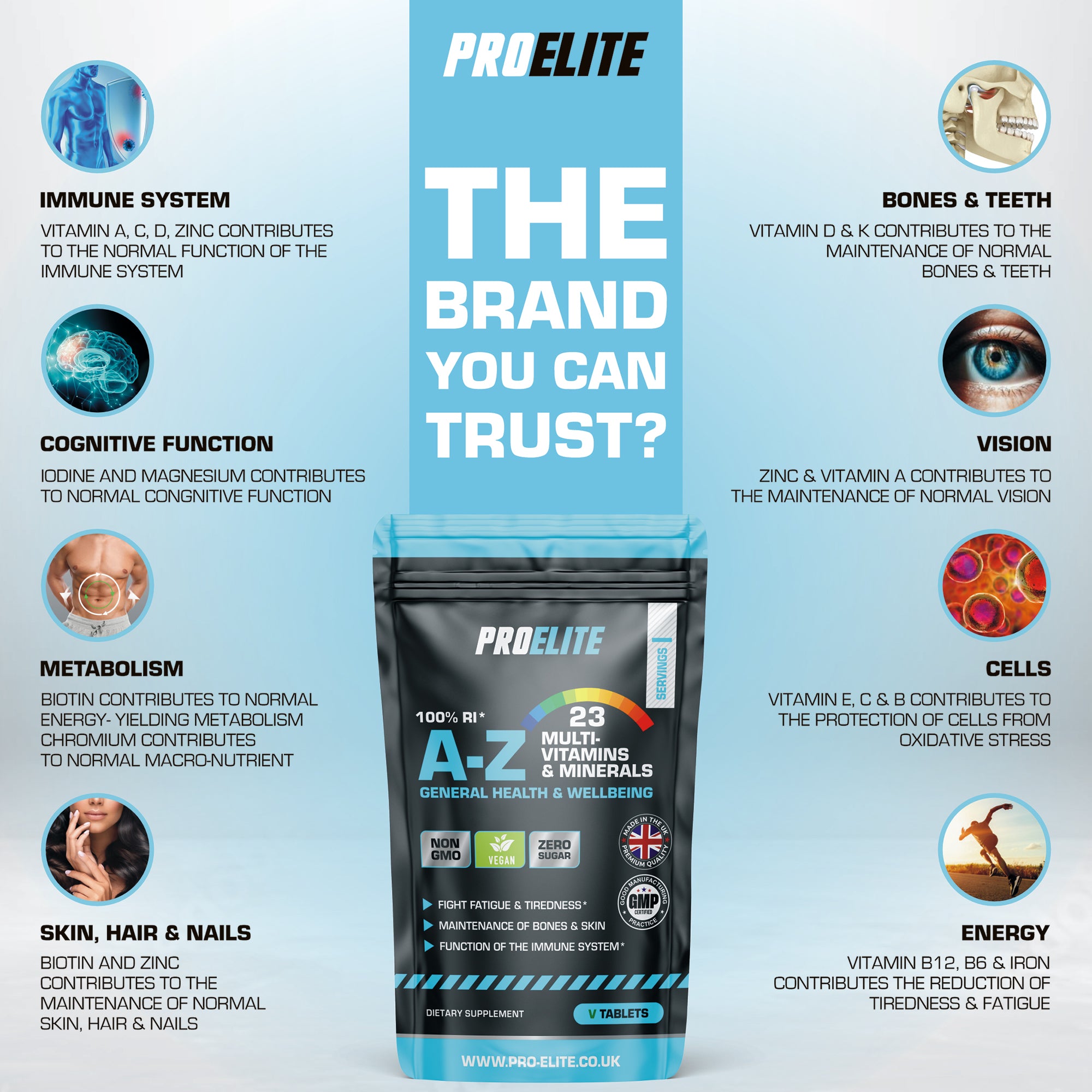 A-Z Multi Vitamins & Minerals Vegan Tablets | Pro-Elite