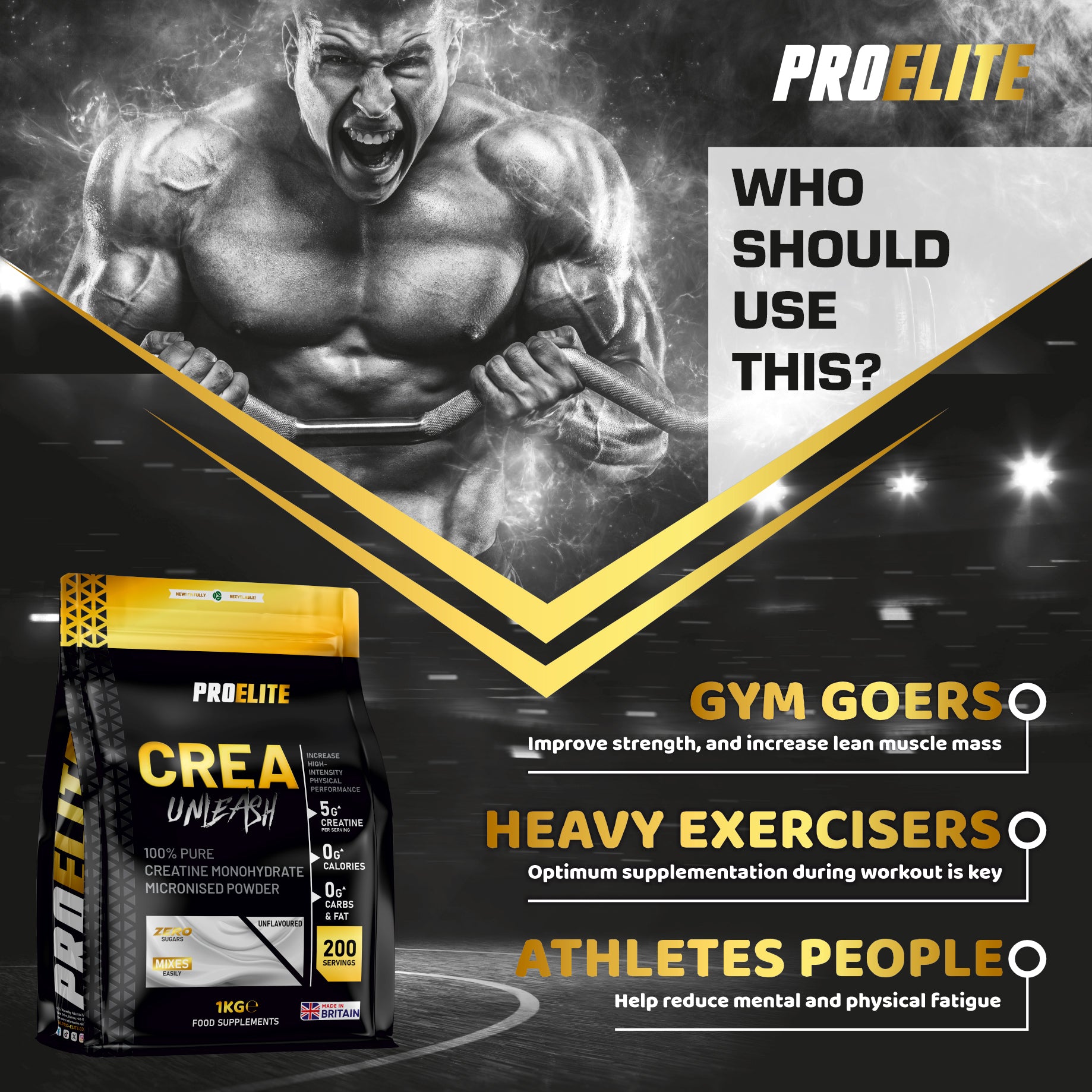 Pure Creatine Monohydrate Powder 1kg | Pro-Elite