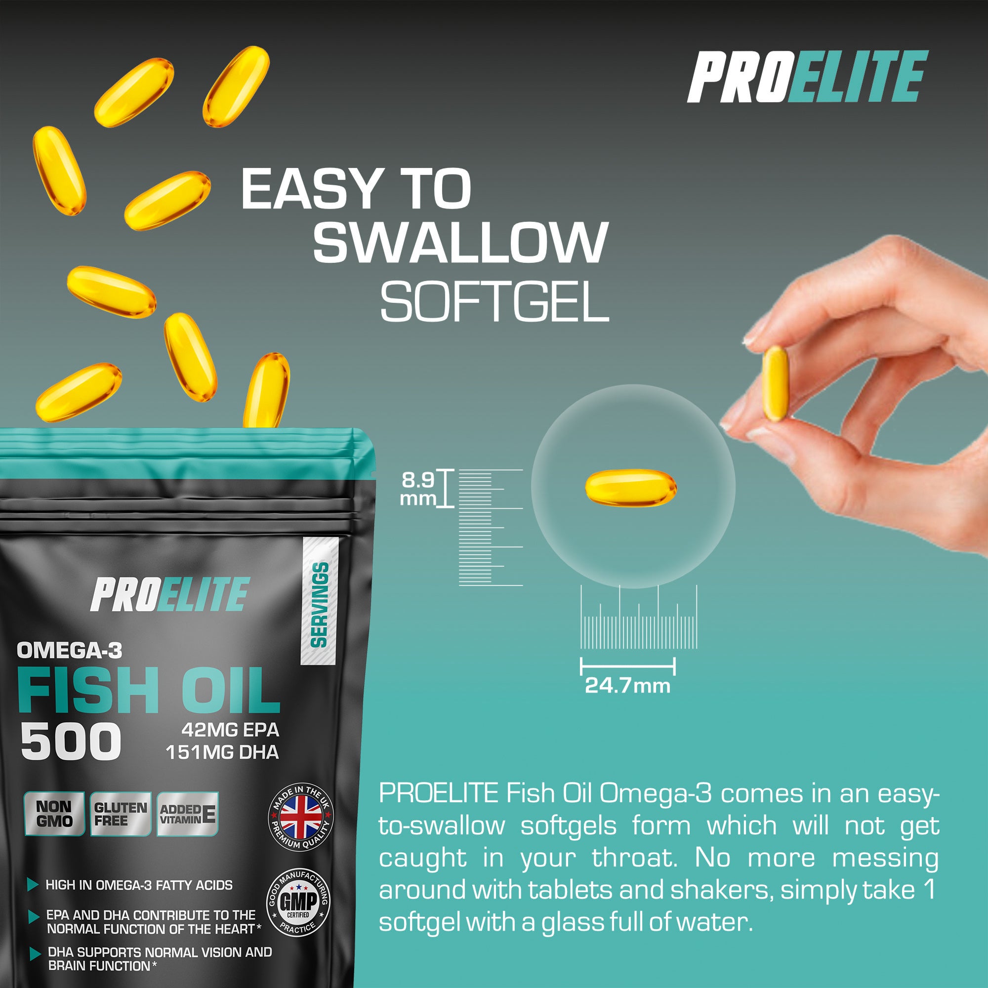 PROELITE Omega 3 Fish Oil 500mg - Softgels