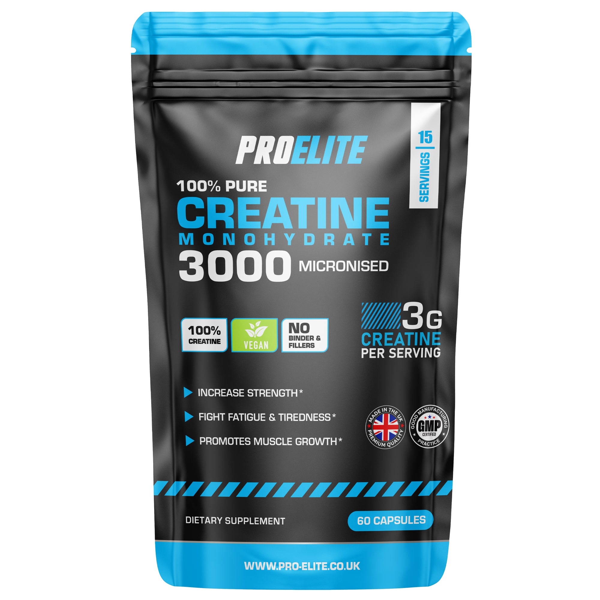 Creatine Monohydrate 750mg Vegan Capsules | Pro-Elite