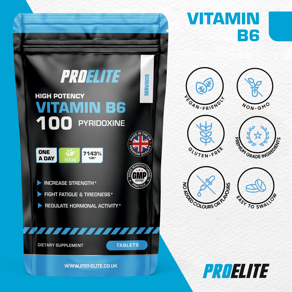 Vitamin B6 Vegan Tablets | Pro-Elite
