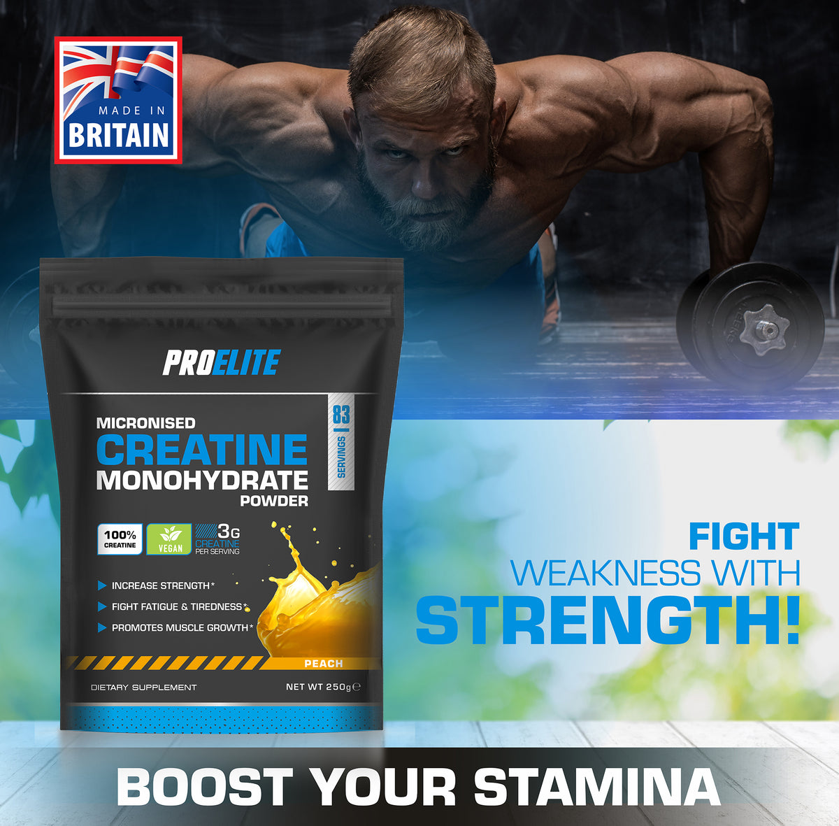 Creatine Monohydrate Pouch 250g | Pro-Elite