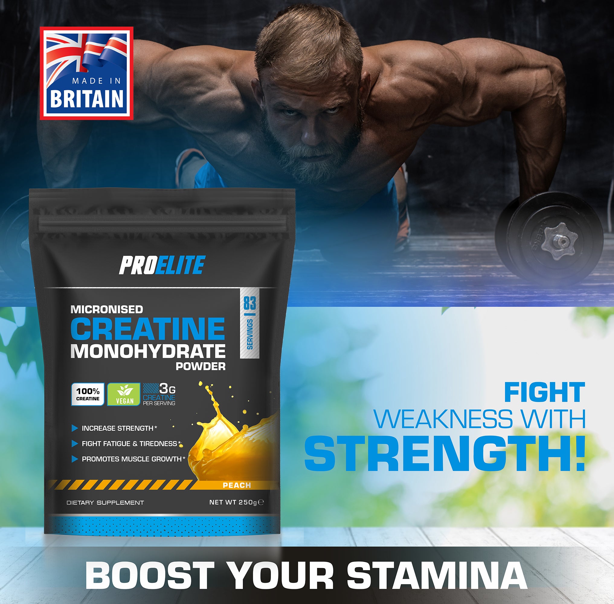 Creatine Monohydrate Pouch 250g | Pro-Elite