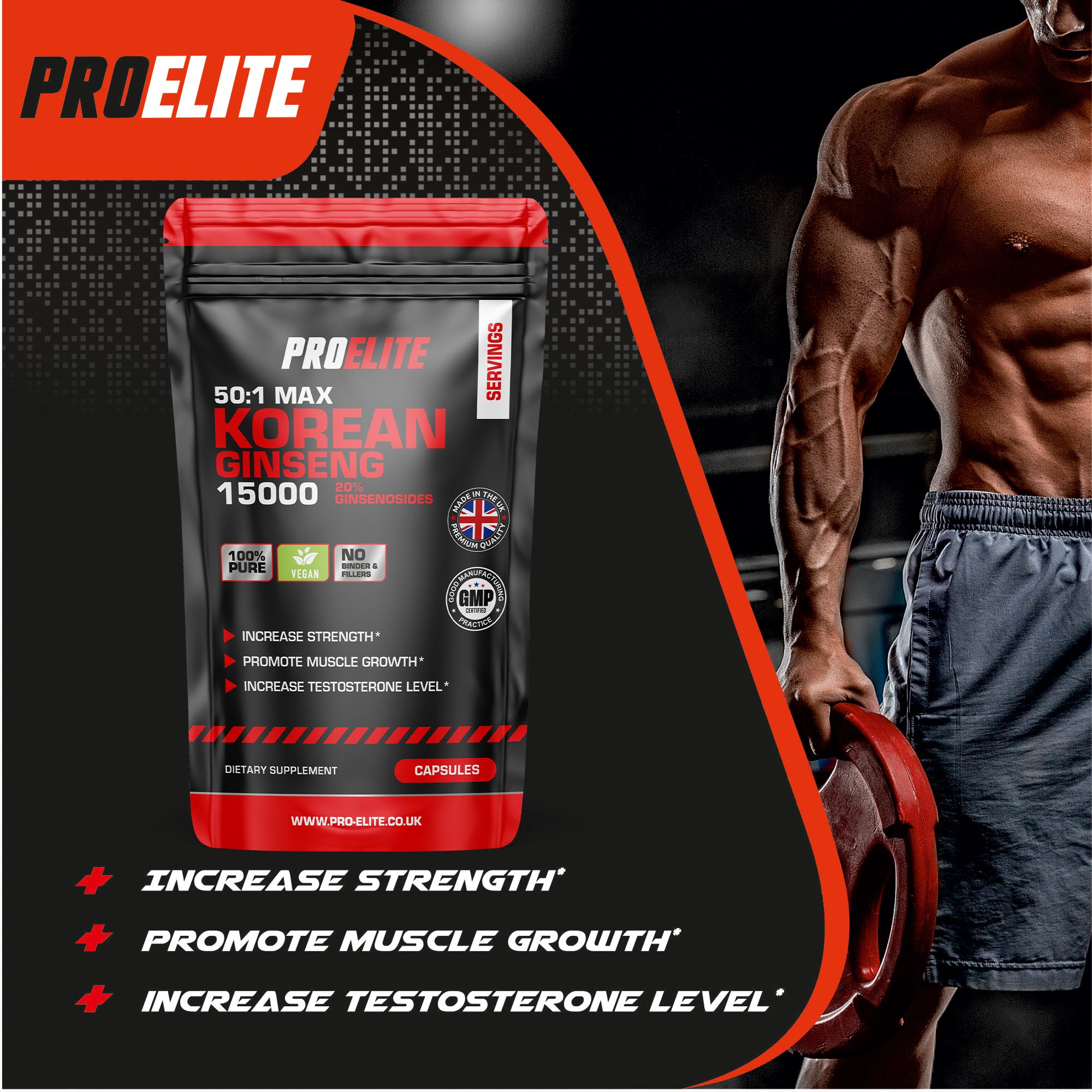 Korean Ginseng 300mg Vegan Capsules | Pro-Elite