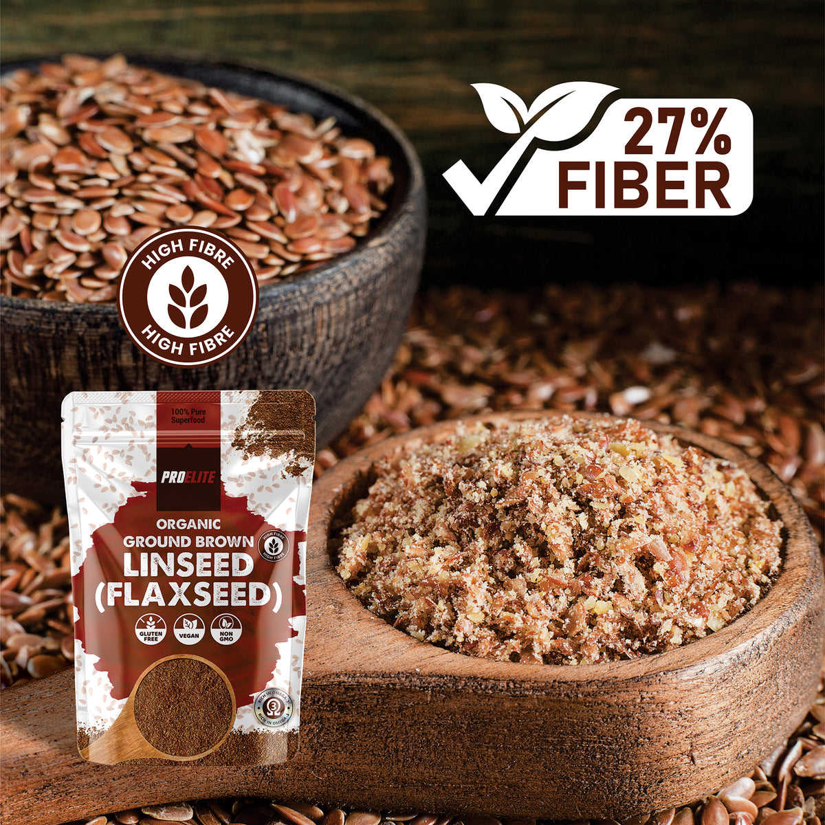 PROELITE Organic Ground Brown Linseed (Flaxseed)