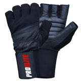 Leather Gloves With Wrist Support - Black | Pro-Elite
