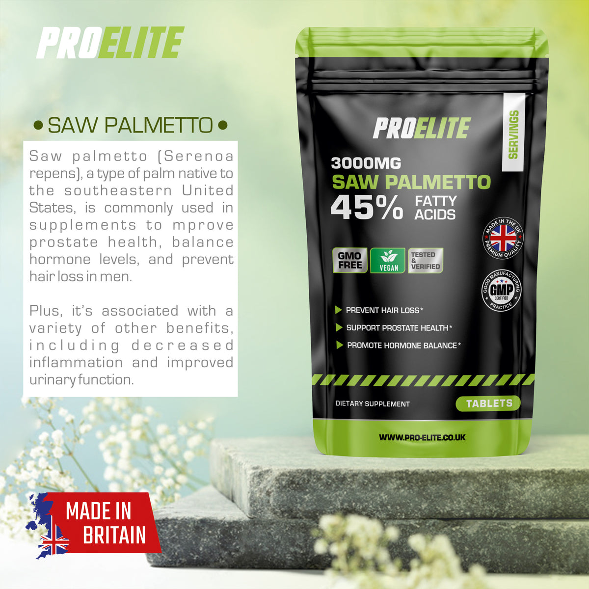 Saw Palmetto (45% FattyAcids) Tablets | Pro-Elite