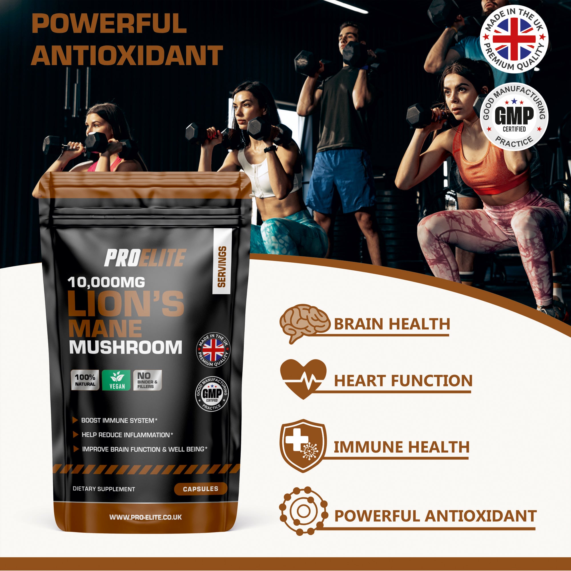 Lions Mane Mushroom Vegan Capsules | Pro-Elite