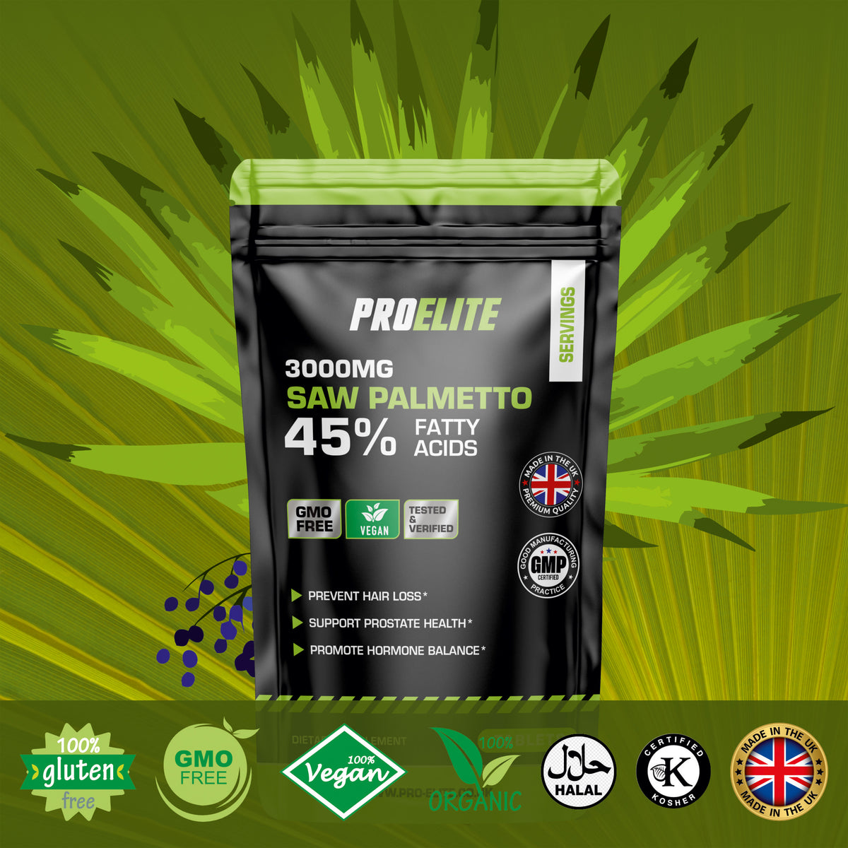 Saw Palmetto (45% FattyAcids) Tablets | Pro-Elite