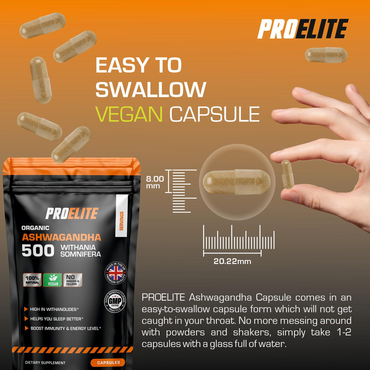 Ashwagandha Vegan Capsules | Pro-Elite