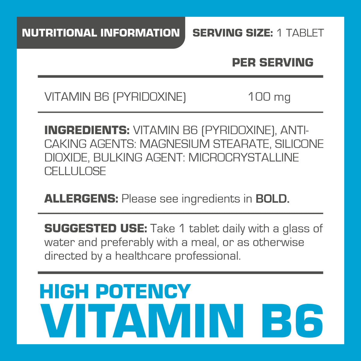 Vitamin B6 Vegan Tablets | Pro-Elite