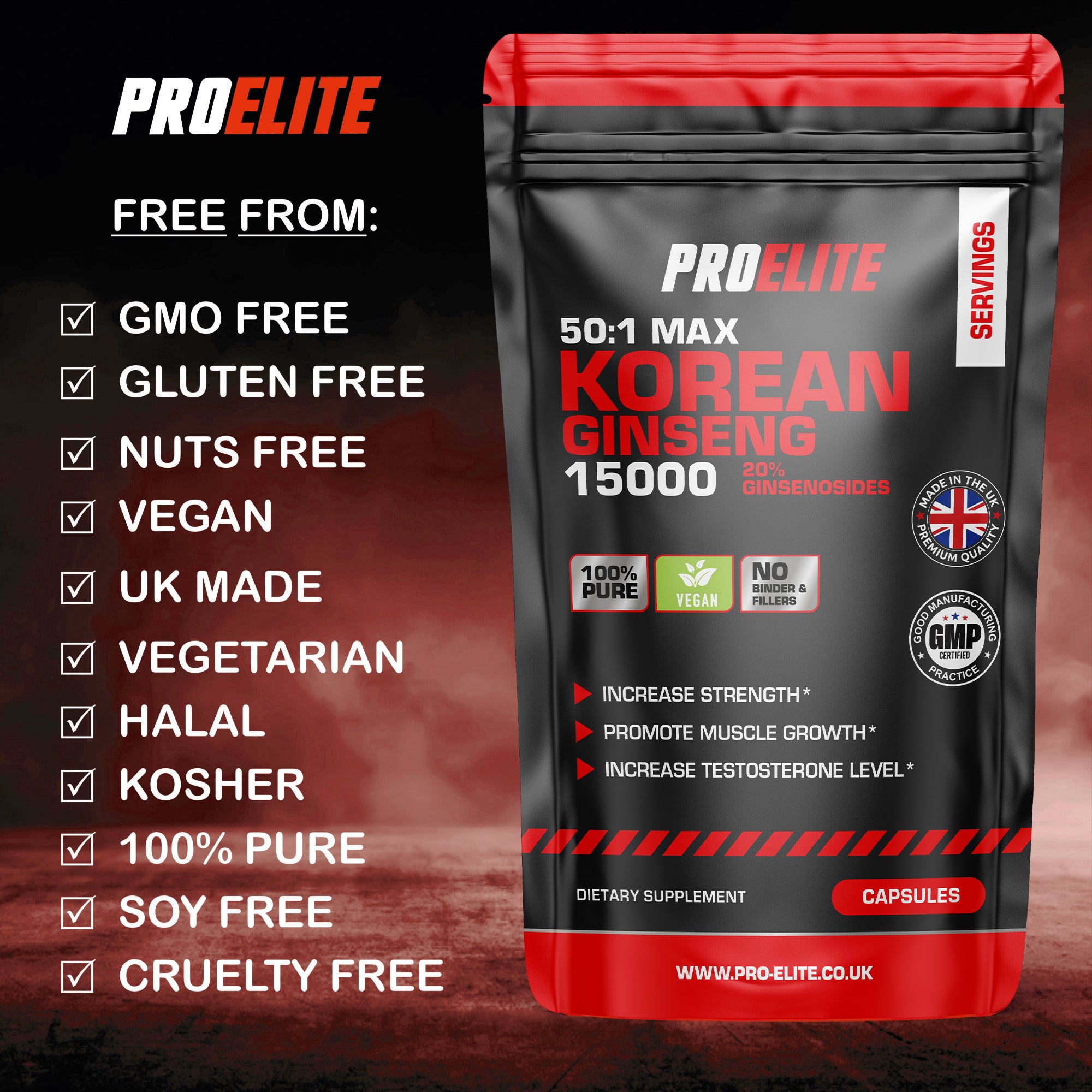 Korean Ginseng 300mg Vegan Capsules | Pro-Elite