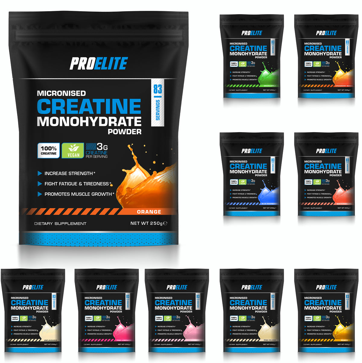 Creatine Monohydrate Pouch 250g | Pro-Elite