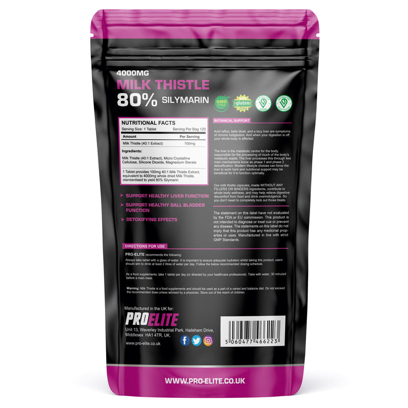 Pro-Elite Milk Thistle 40:1 Extract Vegan Capsules