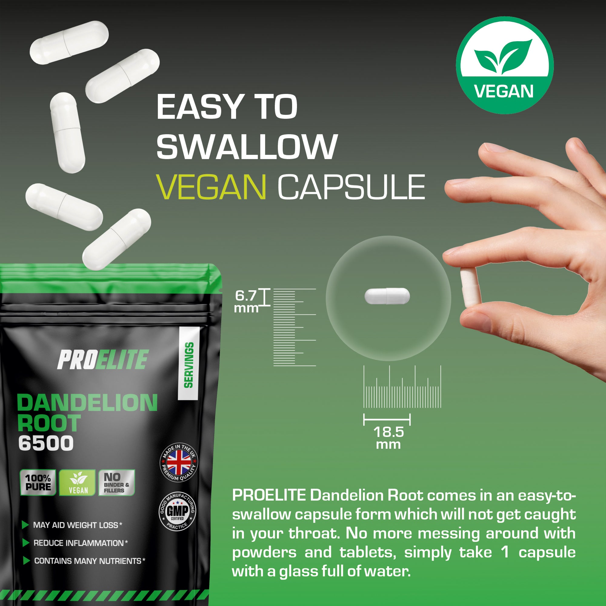 Dandelion Root Capsules | Pro-Elite