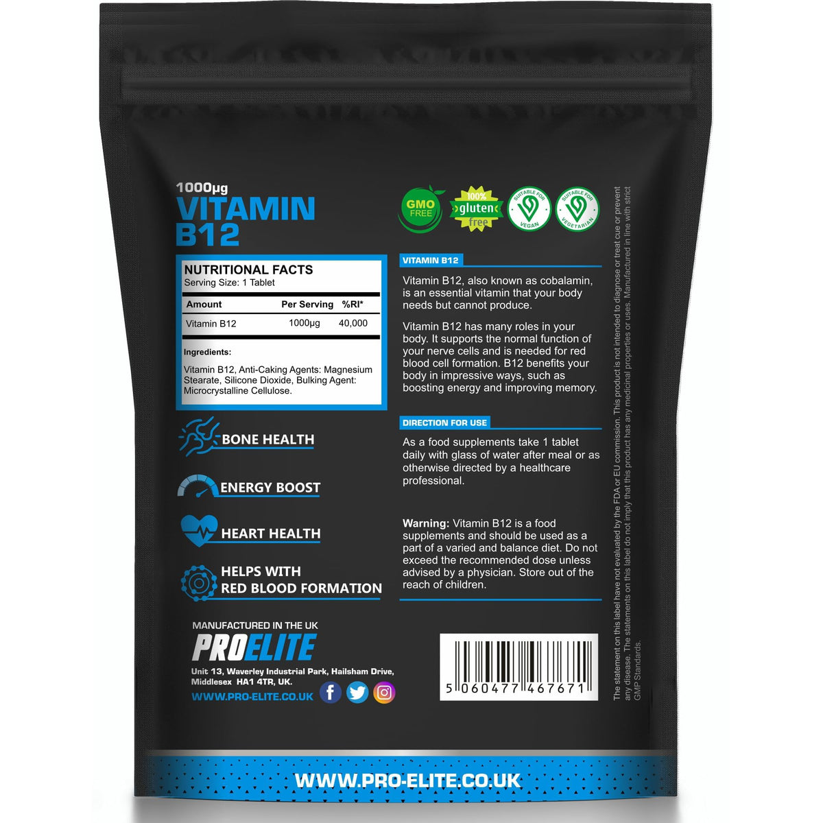 Vitamin B12 Tablets | Pro-Elite