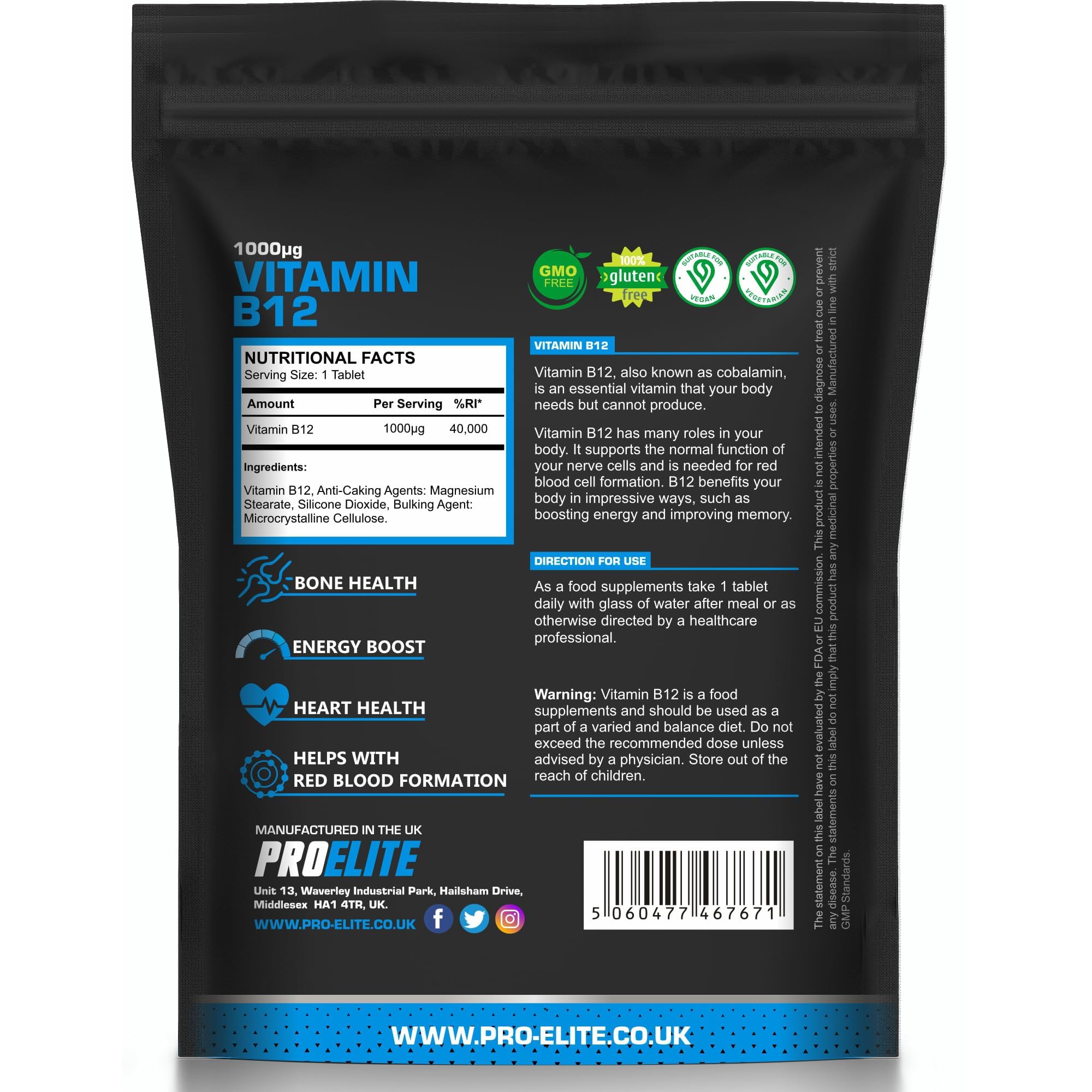 Vitamin B12 Tablets | Pro-Elite