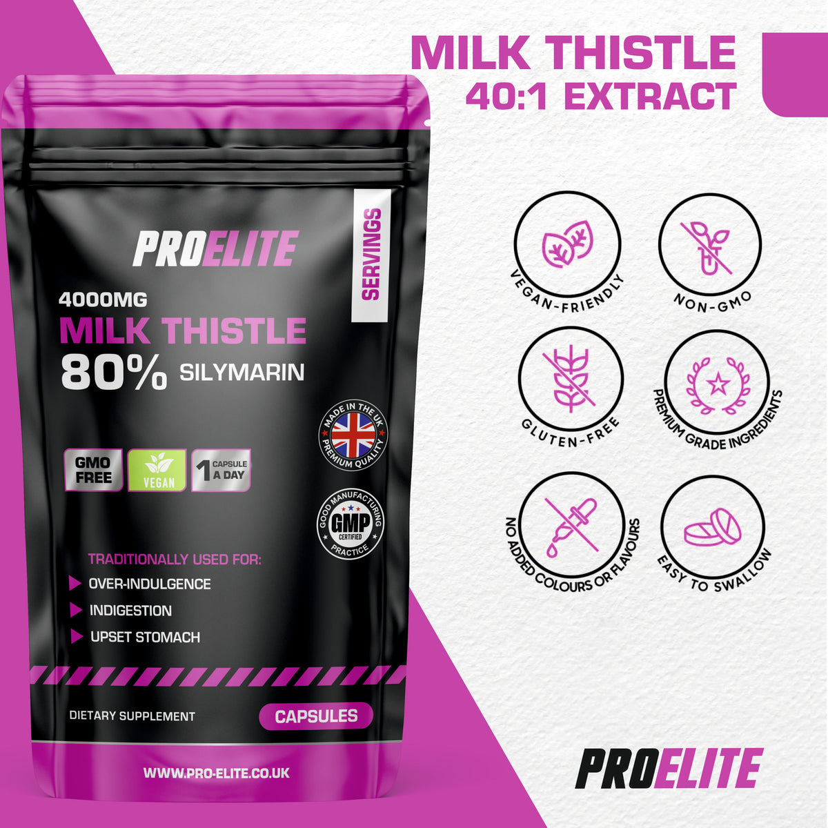 Milk Thistle 40:1 Extract Vegan Capsules | Pro-Elite
