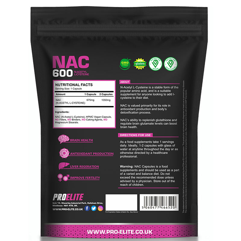 Pro-Elite NAC N-ACETYL L-CYSTEINE Vegan Capsules