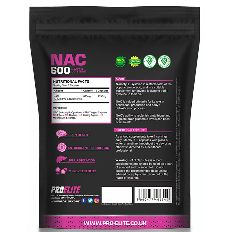 Pro-Elite NAC N-ACETYL L-CYSTEINE Vegan Capsules