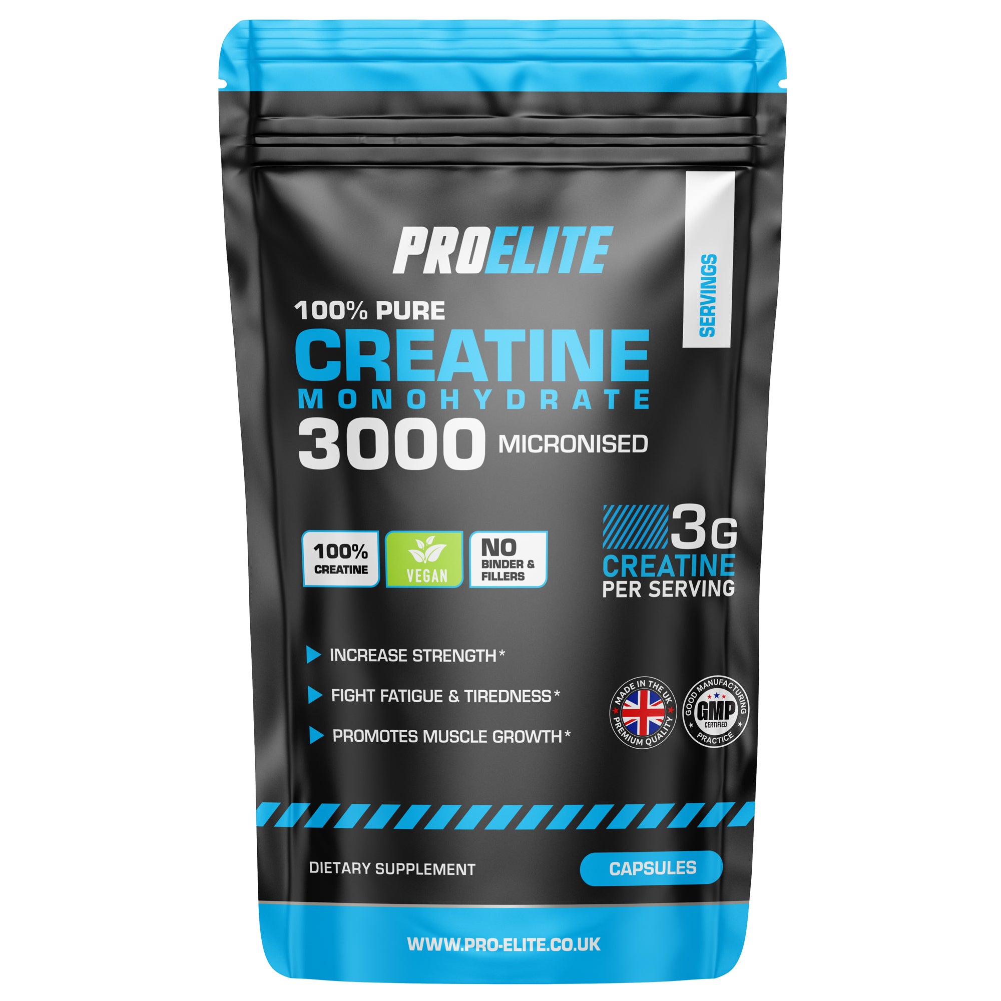 Creatine Monohydrate 750mg Vegan Capsules | Pro-Elite