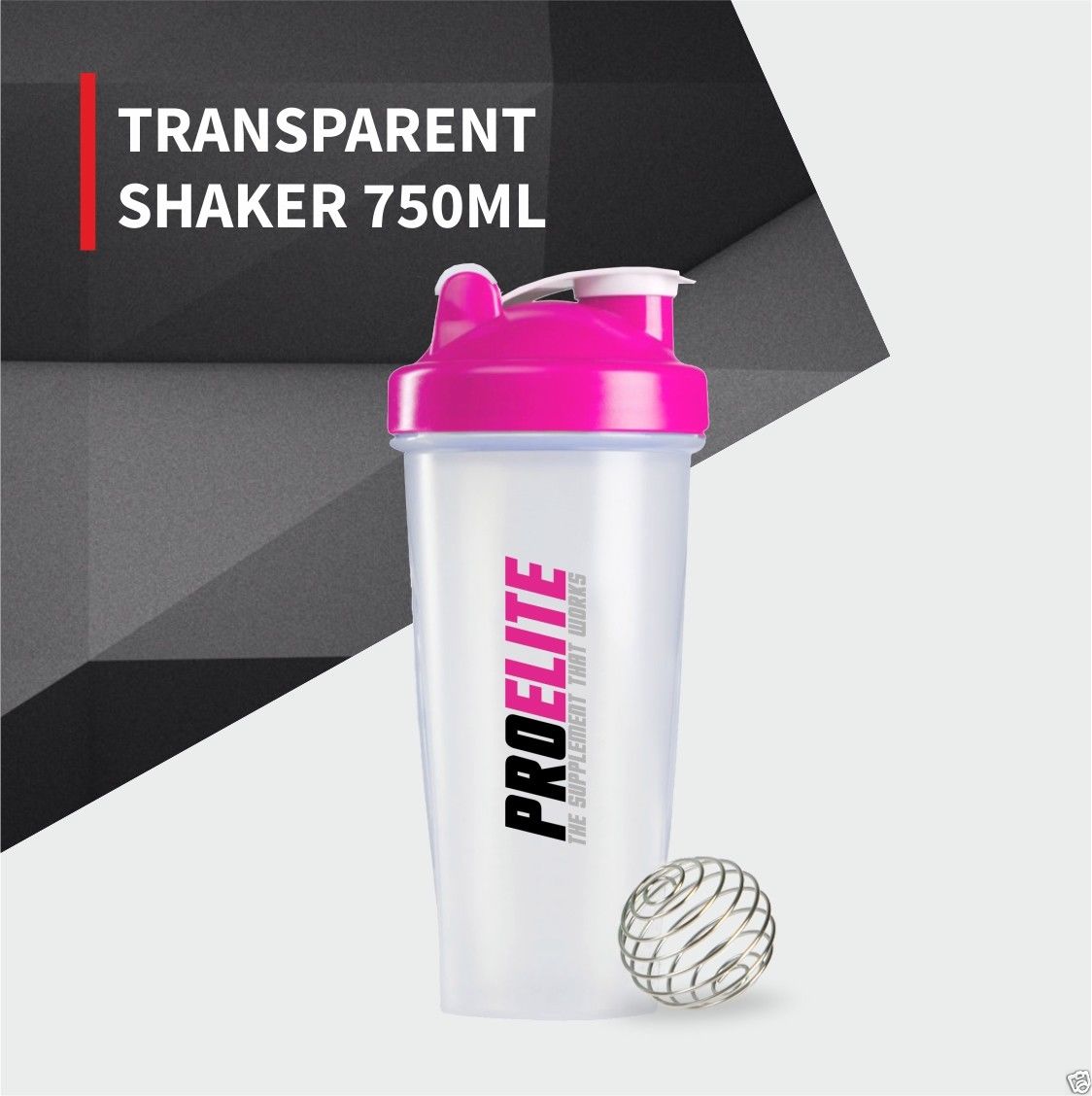 Transparent Shaker With Hook 700ml | Pro-Elite