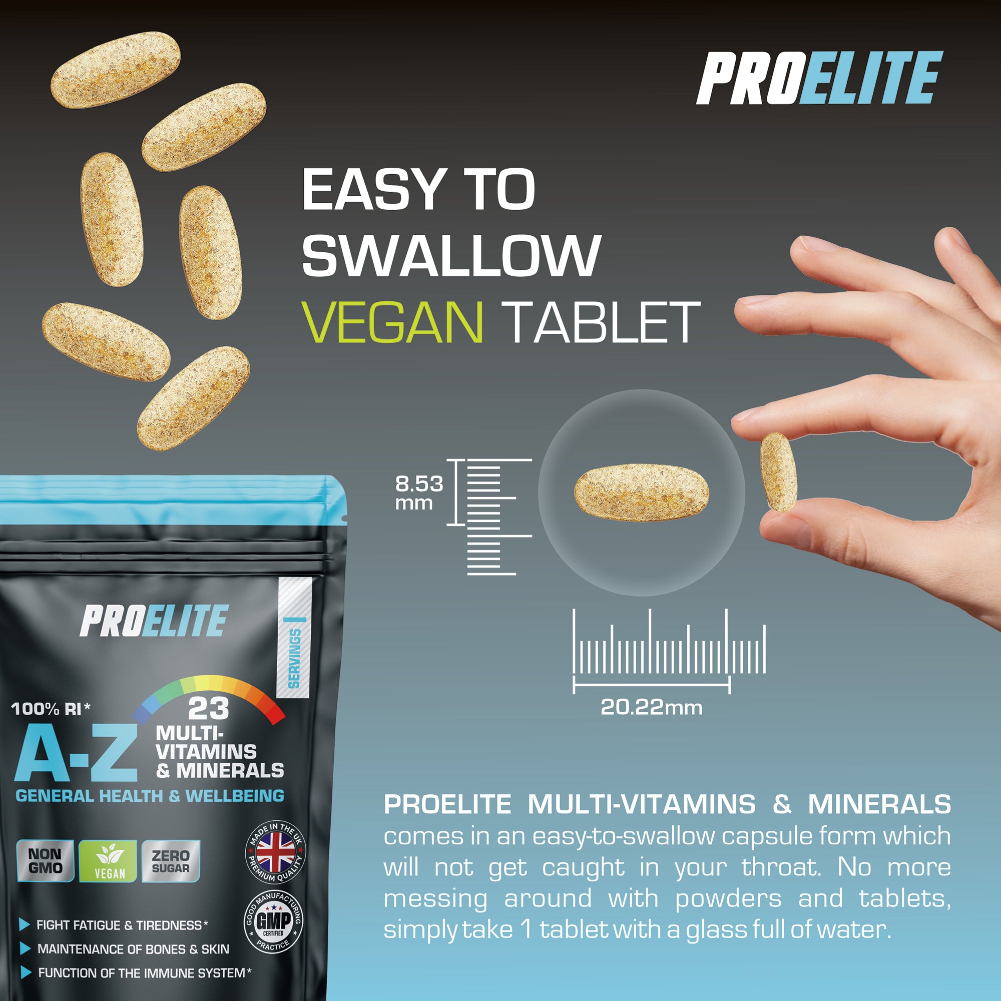 PROELITE A-Z Multi Vitamins & Minerals Vegan Tablets