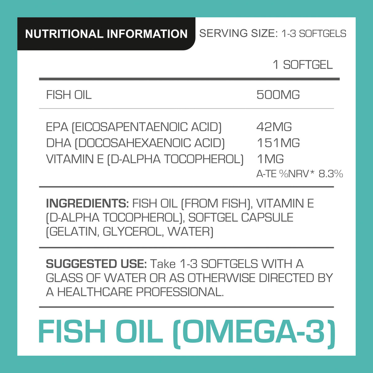 Omega 3 Fish Oil 500mg - Softgels | Pro-Elite