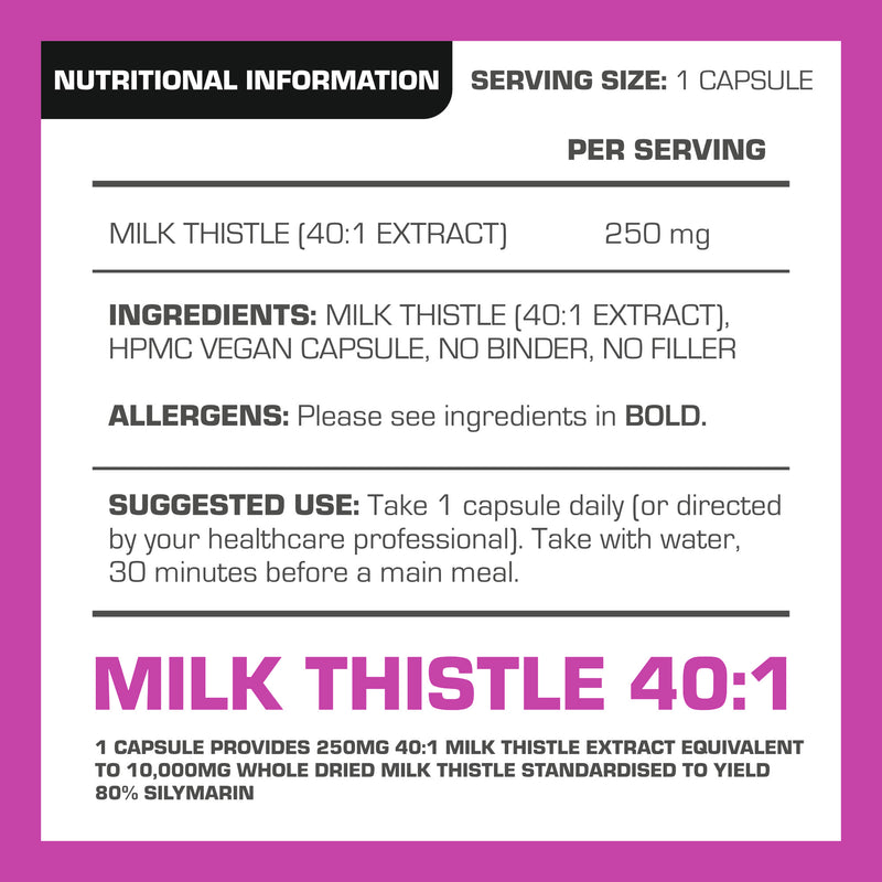 Pro-Elite Milk Thistle 40:1 Extract Vegan Capsules