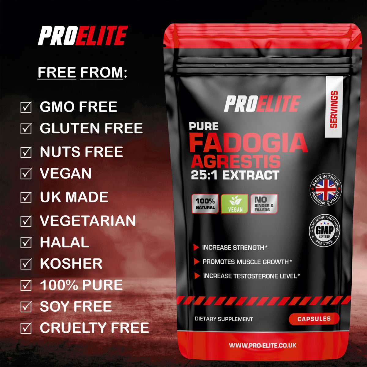 Fadogia Agrestis 25:1 Extract Vegan Capsules | Pro-Elite