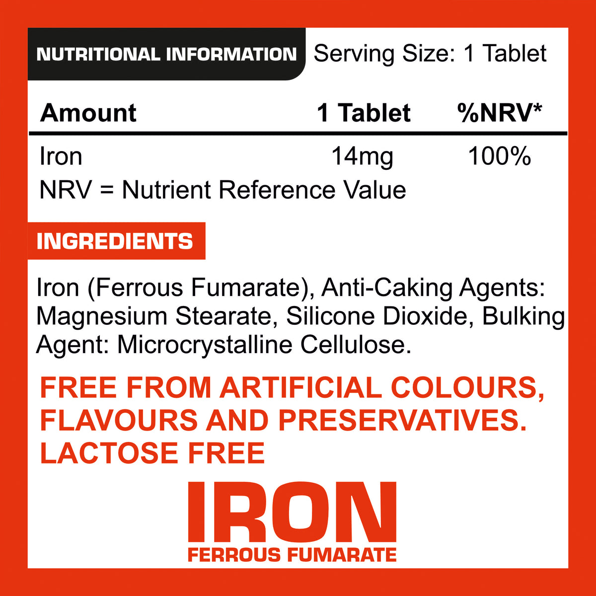 Iron 14mg Tablets | Pro-Elite