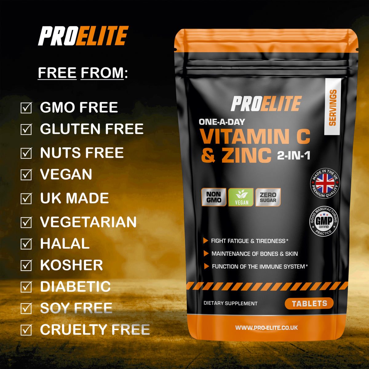 Vitamin C + Zinc Vegan Tablets | Pro-Elite